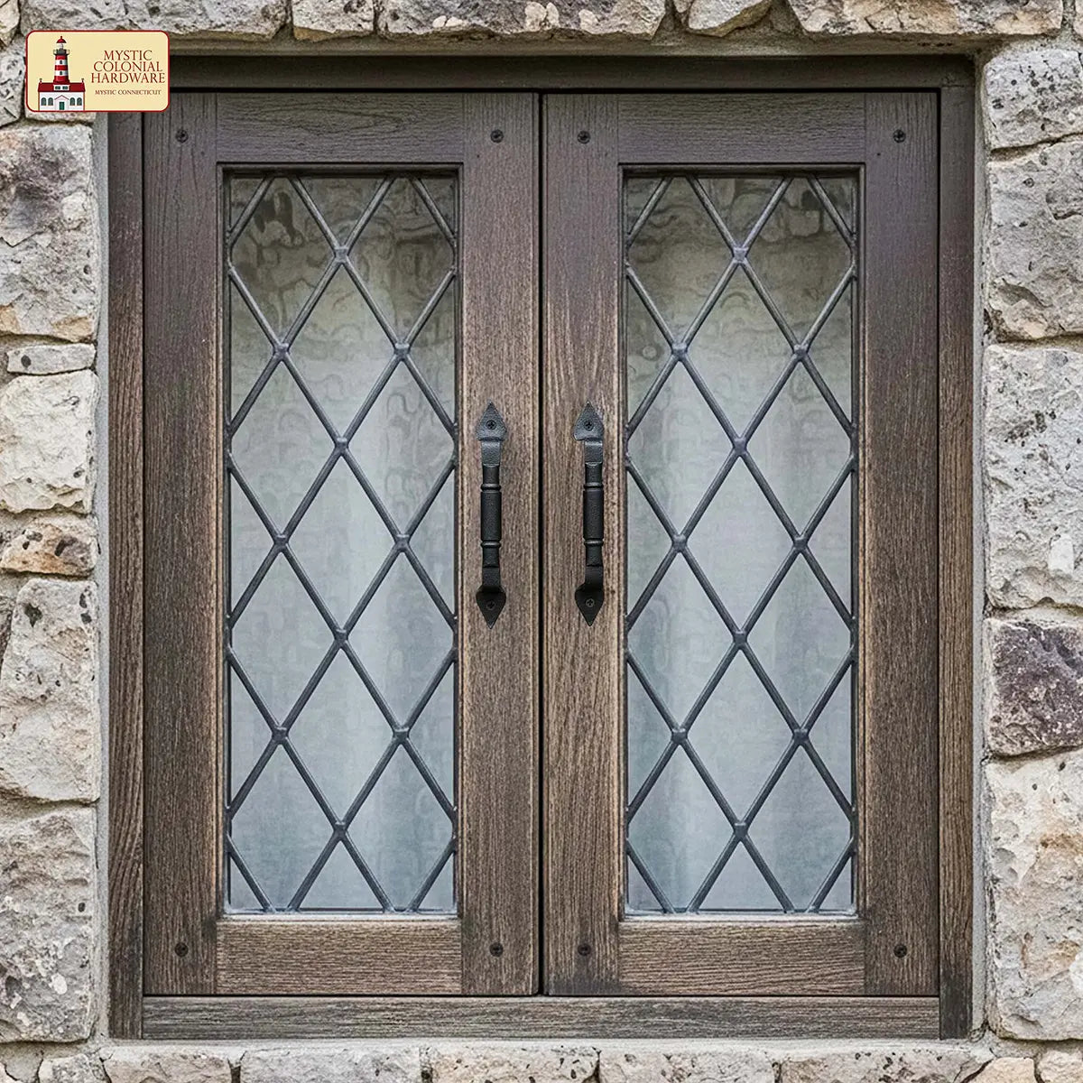 Mystic Colonial Hardware maniglione ferro battuto nero set 2 pezzi