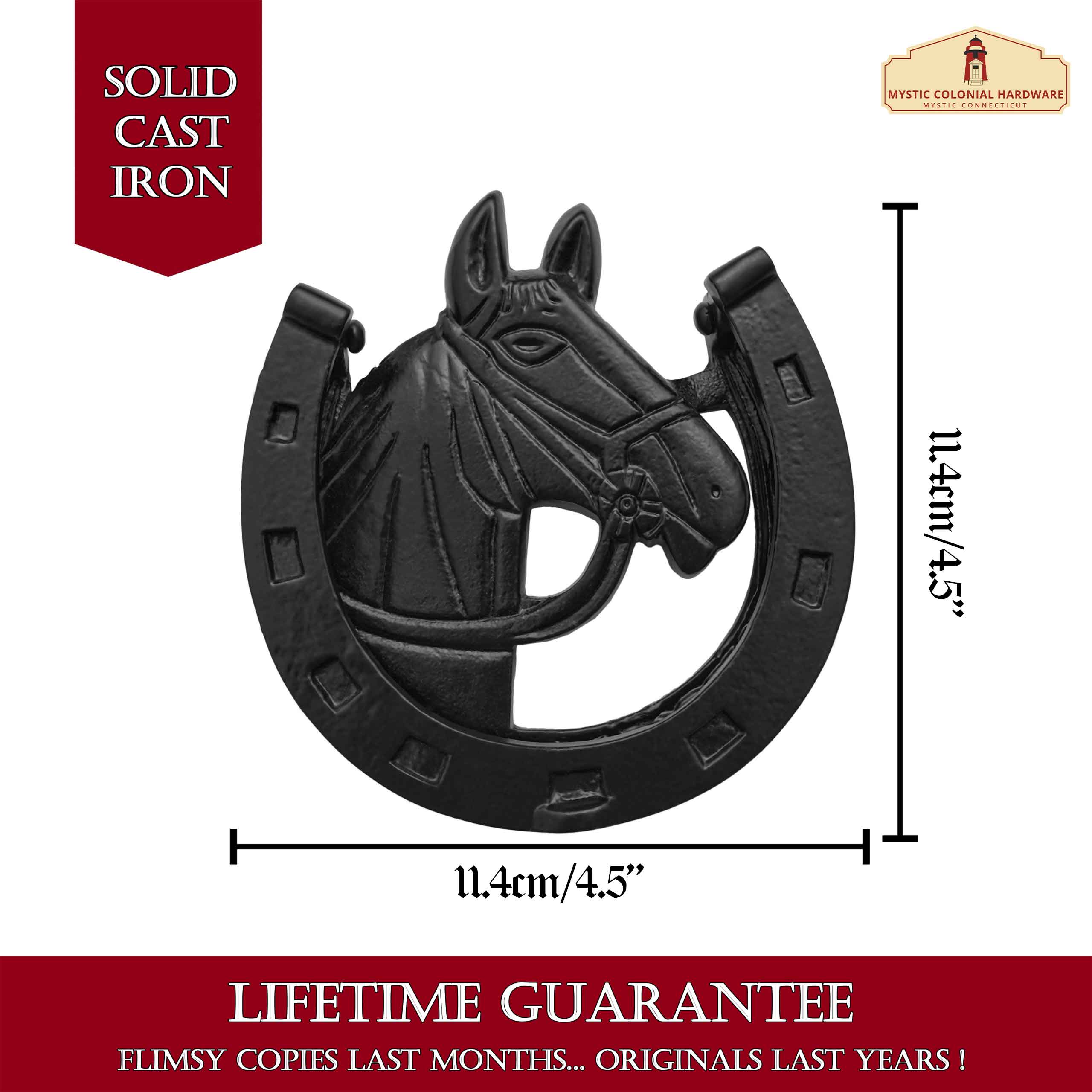 Mystic Colonial Horse battente porta ghisa cavallo nero