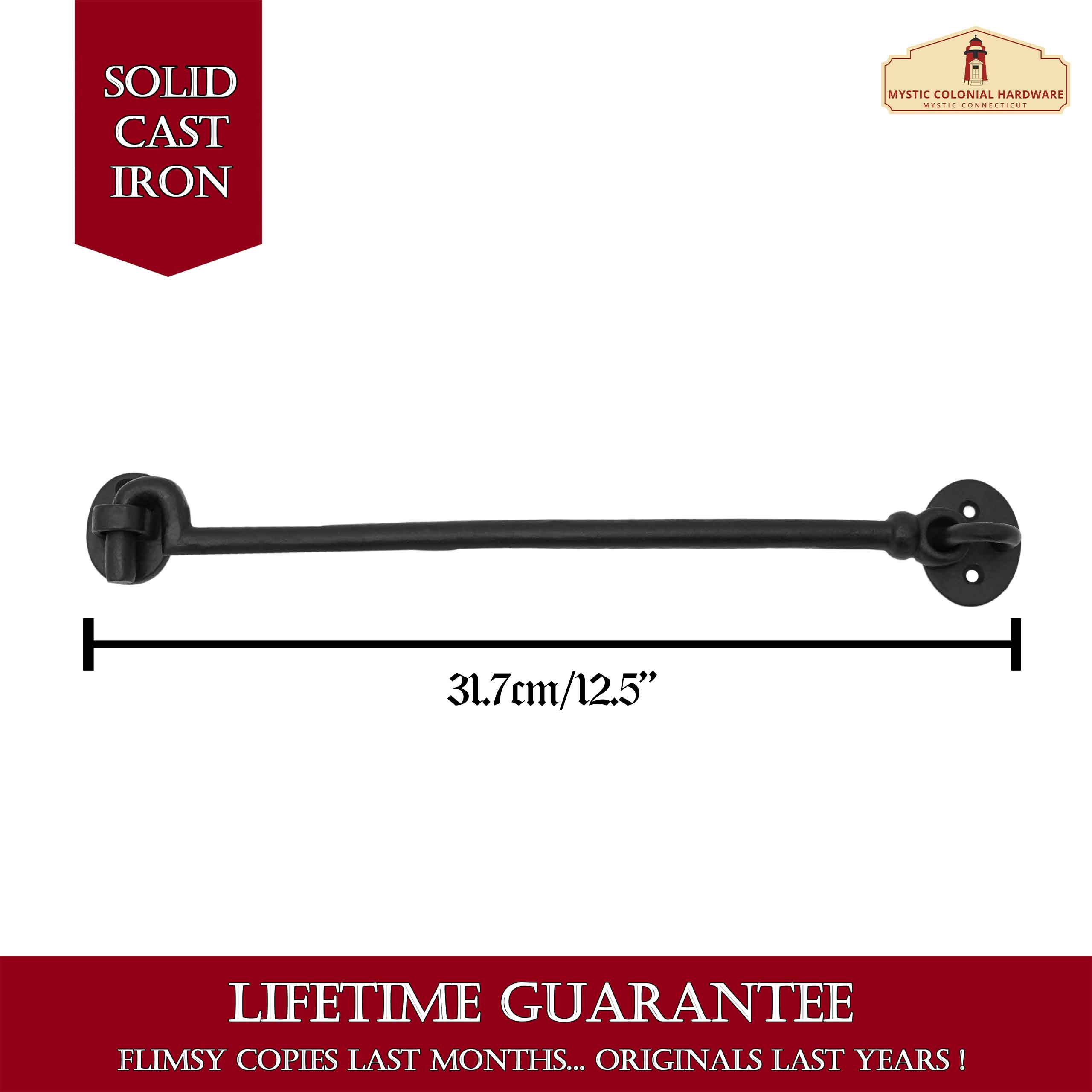 Mystic Colonial Hook gancio cabina ferro nero 31,7 cm