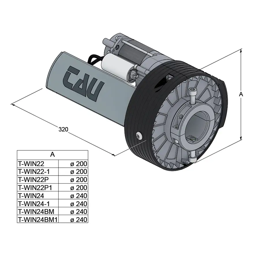 TAU T-WIN motore centrale per serrande fino 320 kg