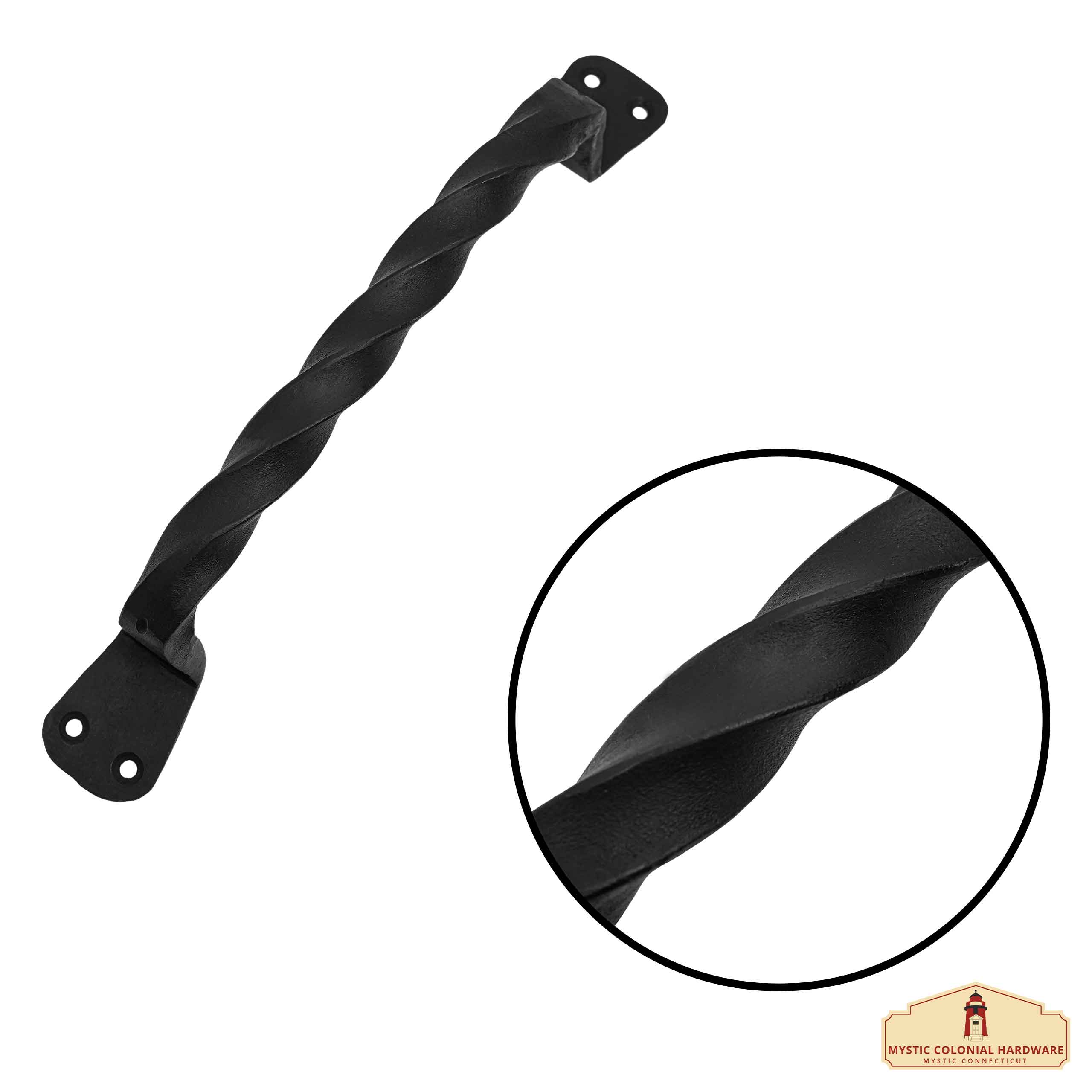 Mystic Colonial maniglia porta ferro 23 cm nera set 2 pezzi