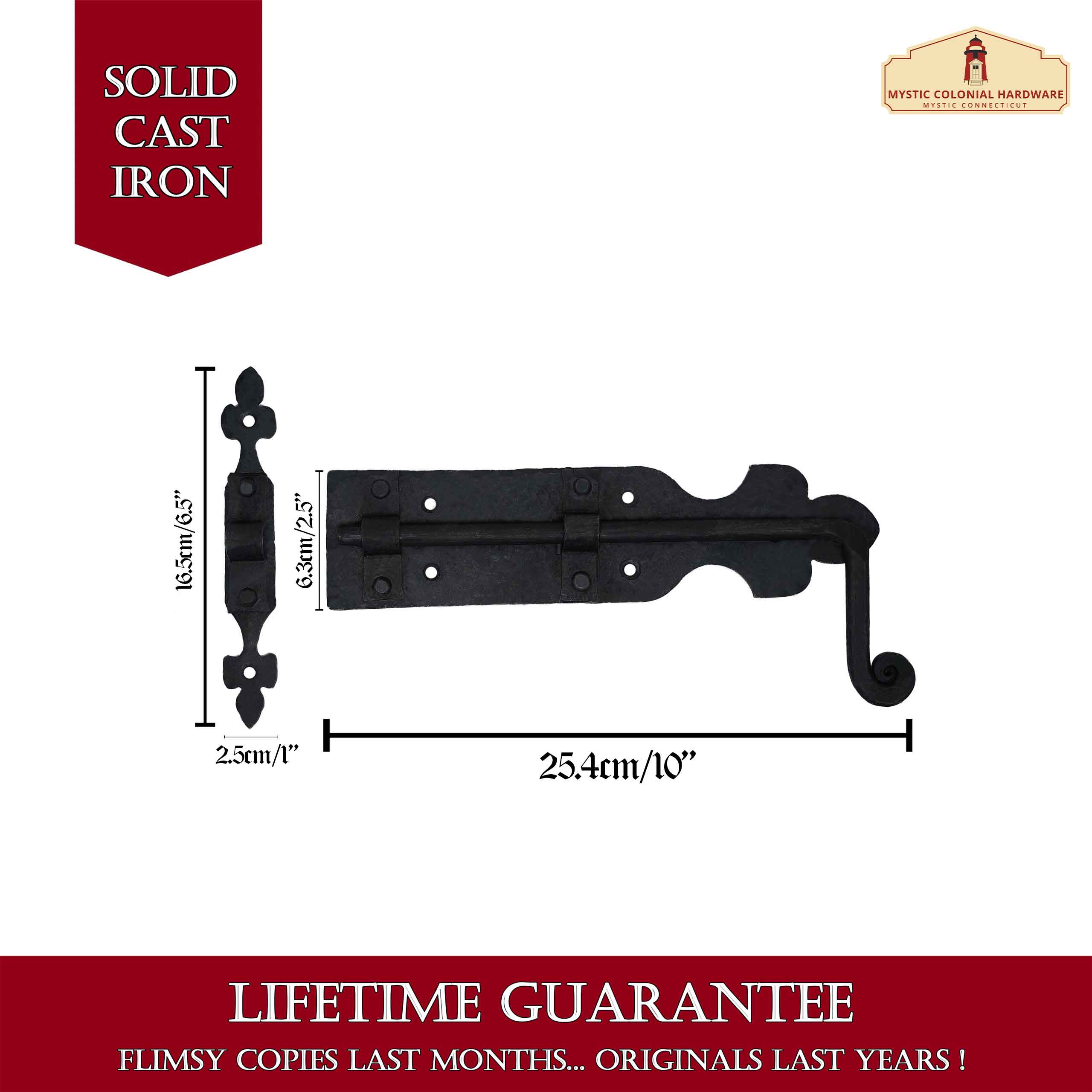 Mystic Colonial Hardware Catenaccio cancello ferro battuto 30 cm nero