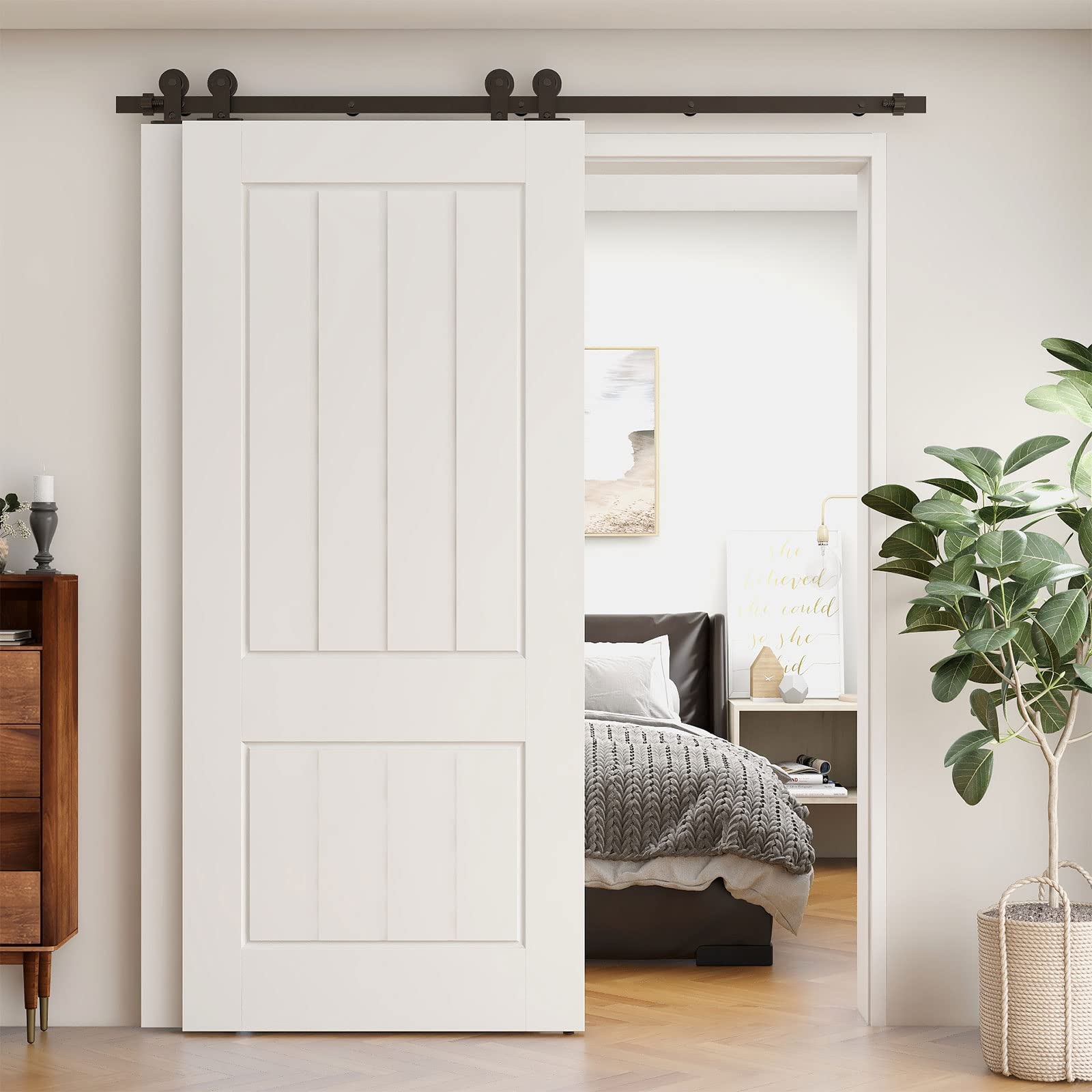 ETIASQSA Forma T 200 cm kit binario porta scorrevole nero bypass