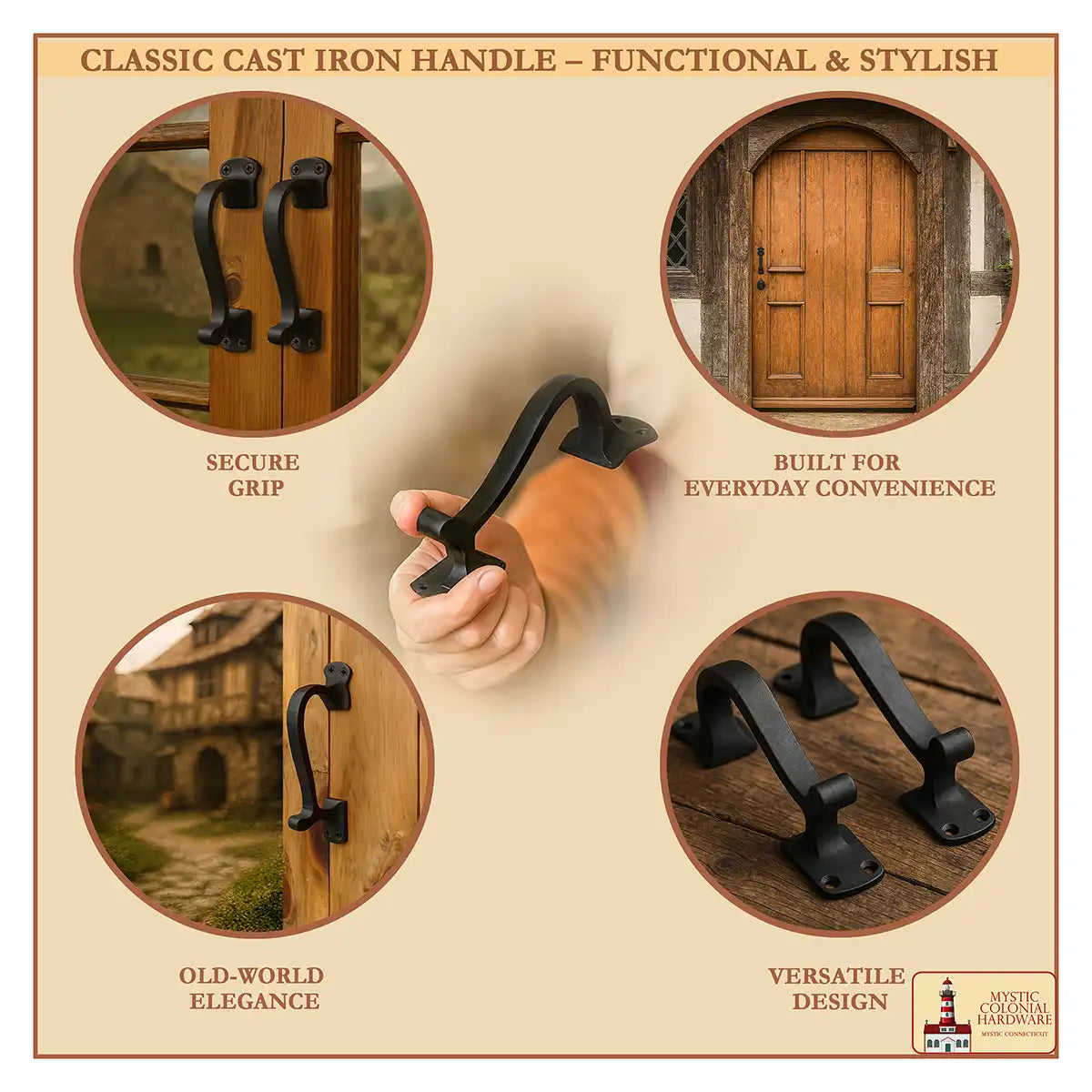 Mystic Colonial Hardware maniglie ghisa intrecciate set 2 pezzi