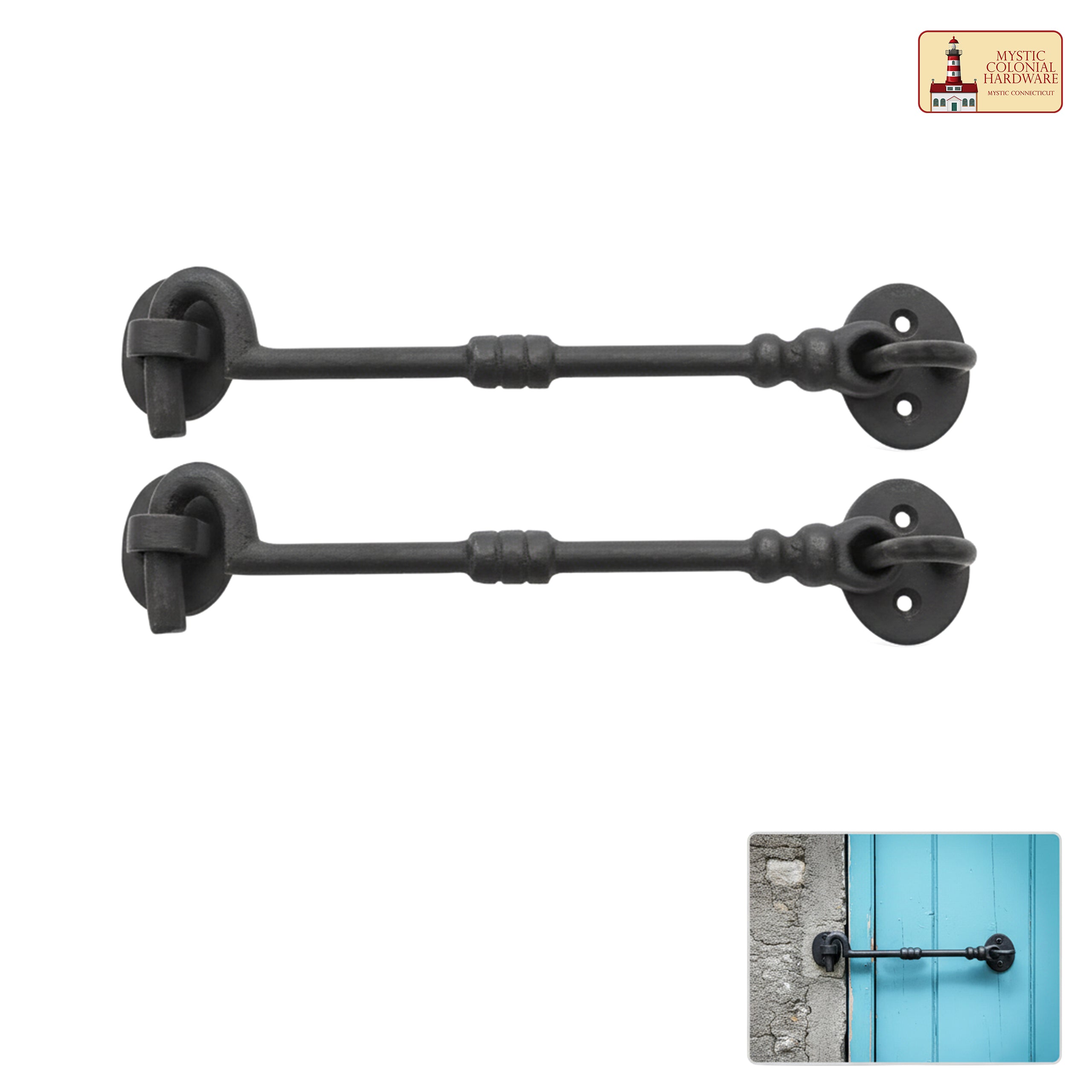 Mystic Colonial Hardware gancio cabina occhio ferro 19 cm 2 pz