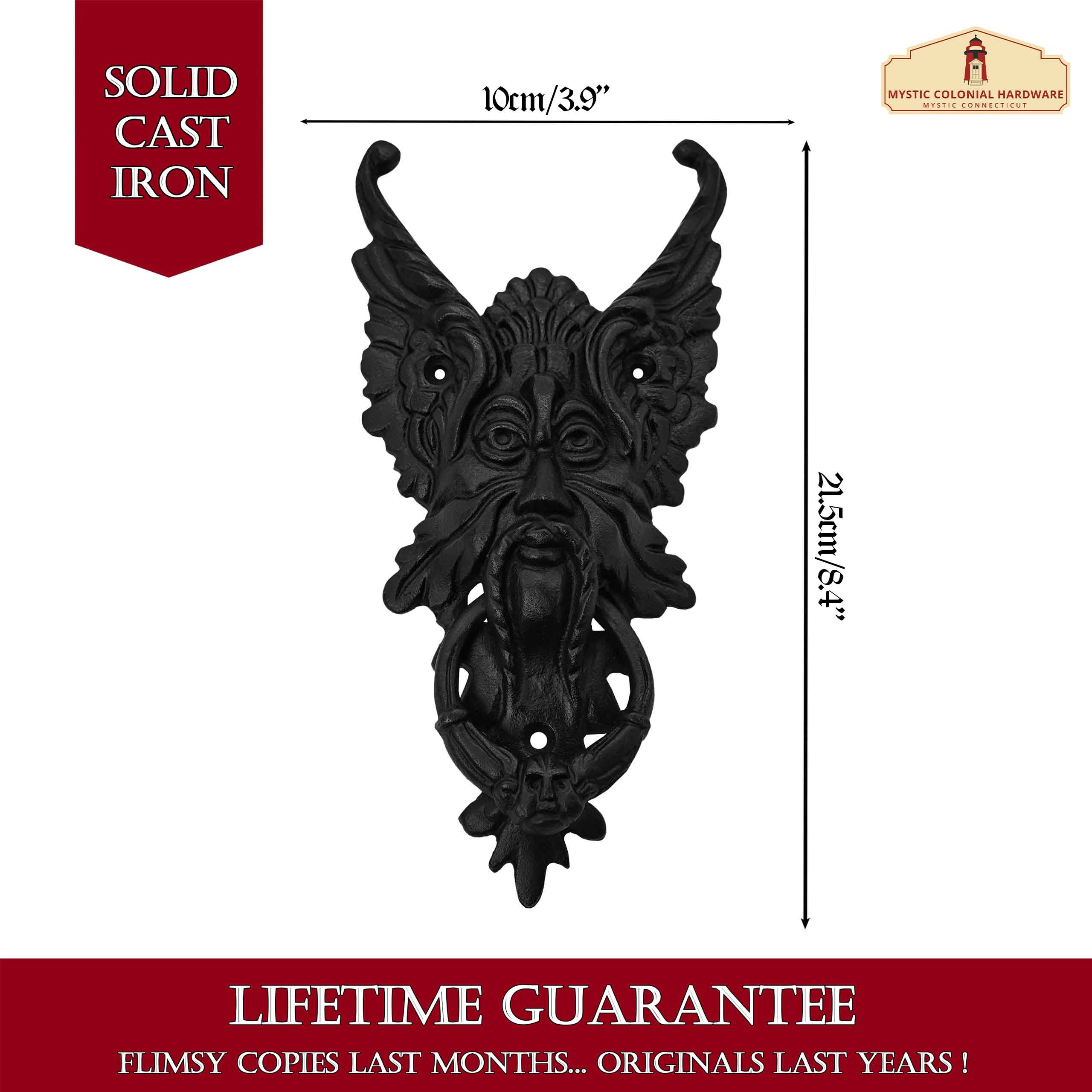 Mystic Colonial Hardware Oberon battiporta 21x9,5 cm nero esterno