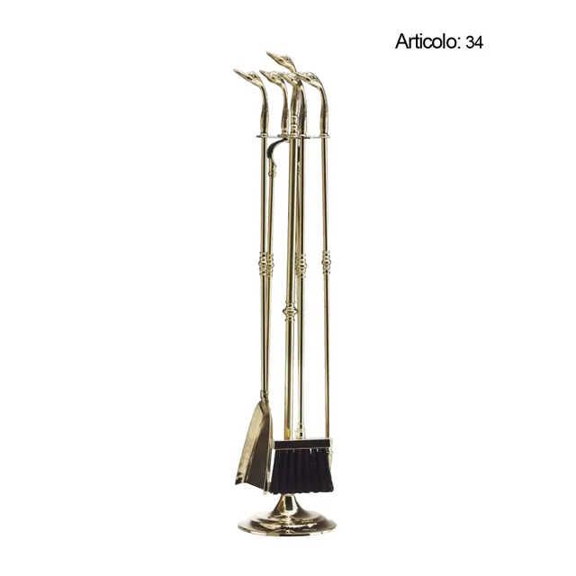 Spinardi 34 set attrezzi camino cigni ottone 880 mm