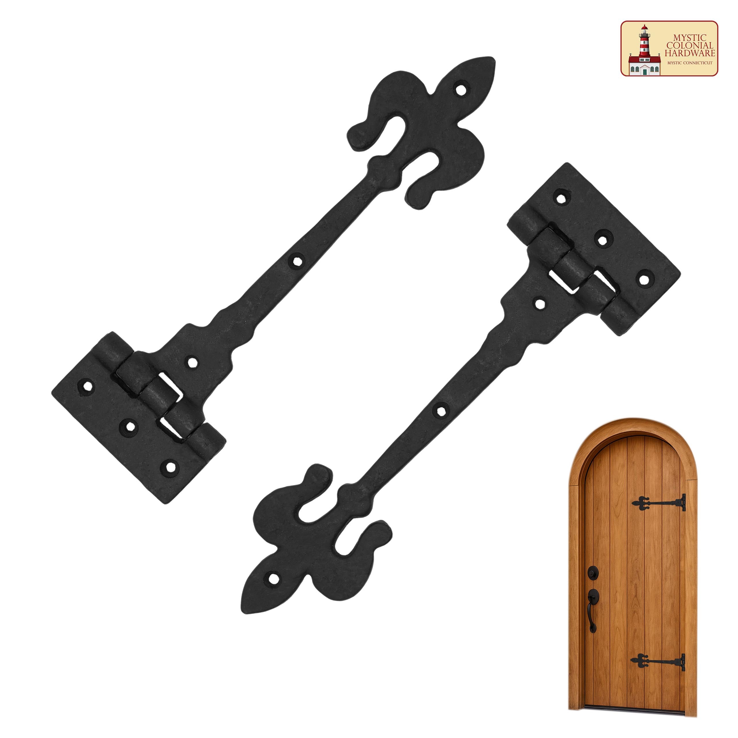 Mystic Colonial cerniera a T ghisa nera porte set 2 pezzi