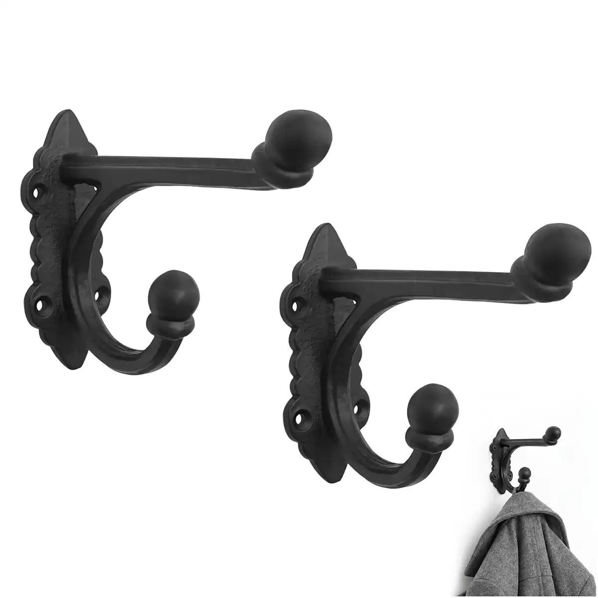 Mystic Colonial Hardware Ganci Doppio Set 2 Pezzi Ghisa Nera