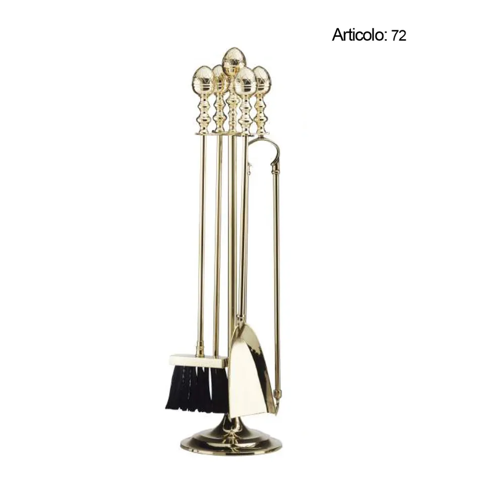 Spinardi 72 set attrezzi camino ottone pigna