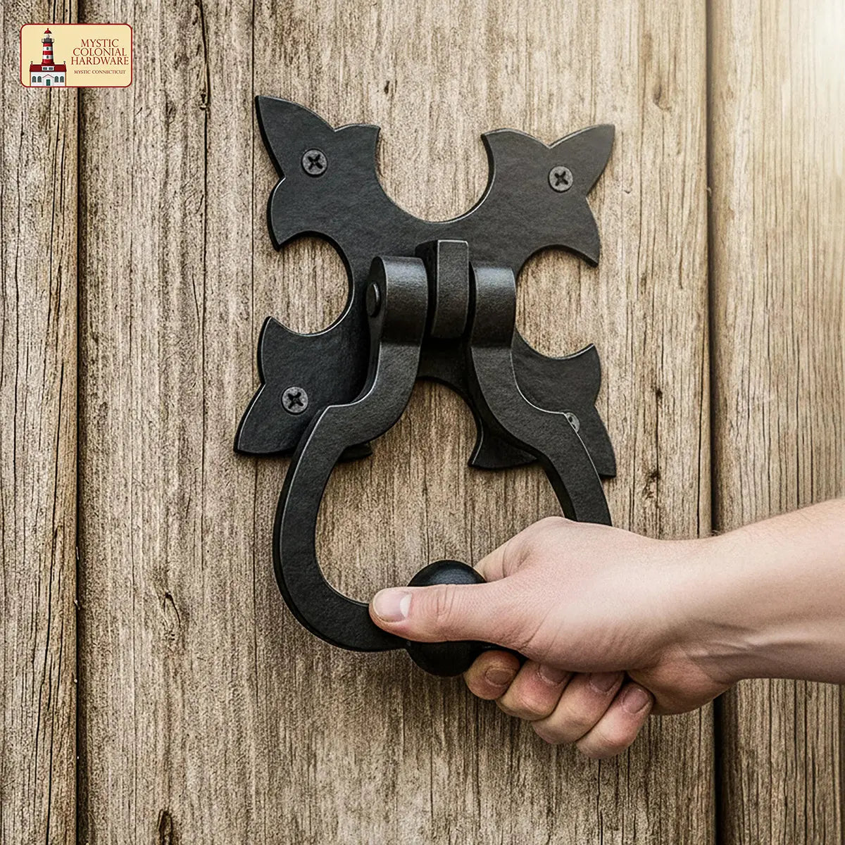 Mystic Colonial Hardware Gothic battente porta ferro battuto nero