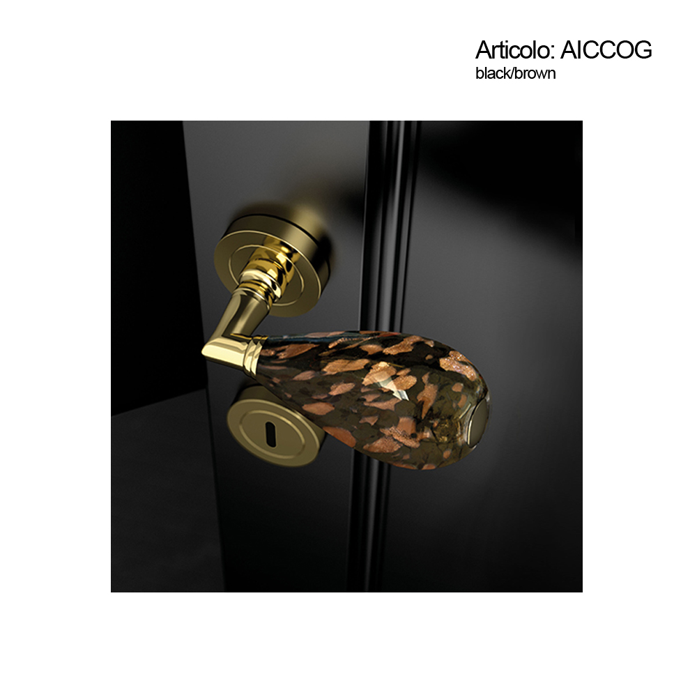 Spinardi Aiccog Maniglia Vetro Murano Nero Argento