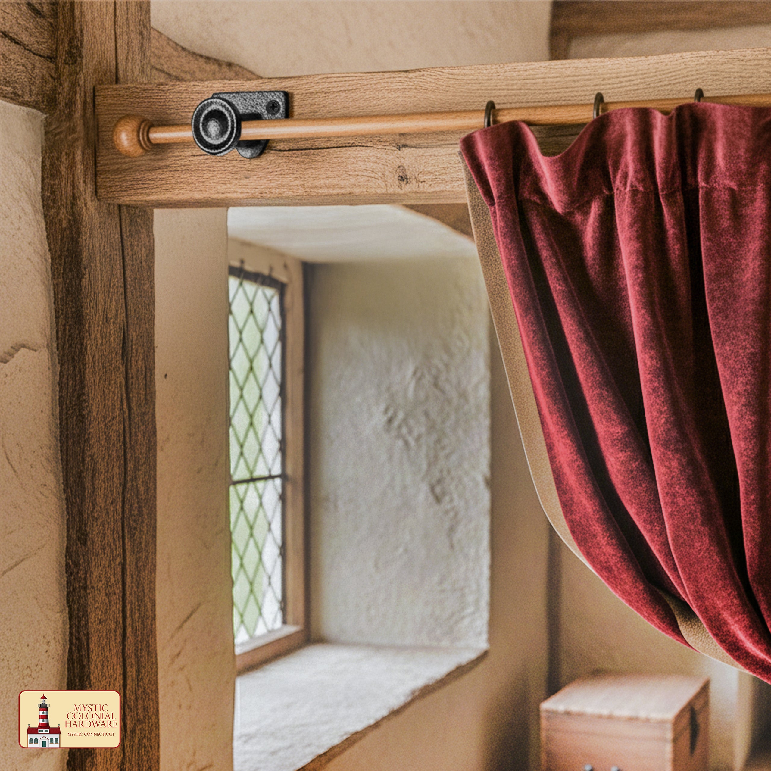 Mystic Colonial Hardware Supporto bastone tenda ghisa nera regolabile
