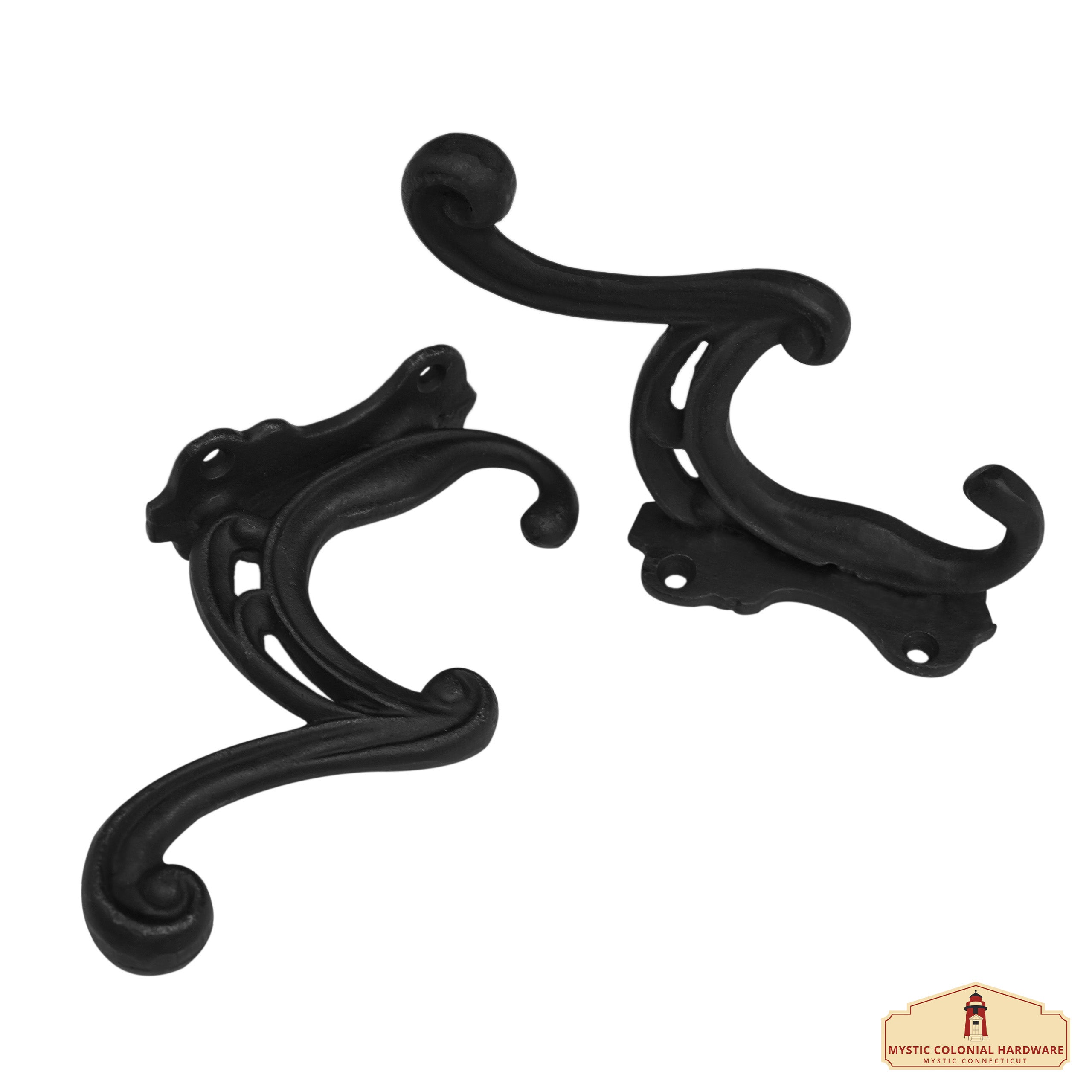 Mystic Colonial Hardware ganci parete 12x3,8 cm coppia ghisa nera