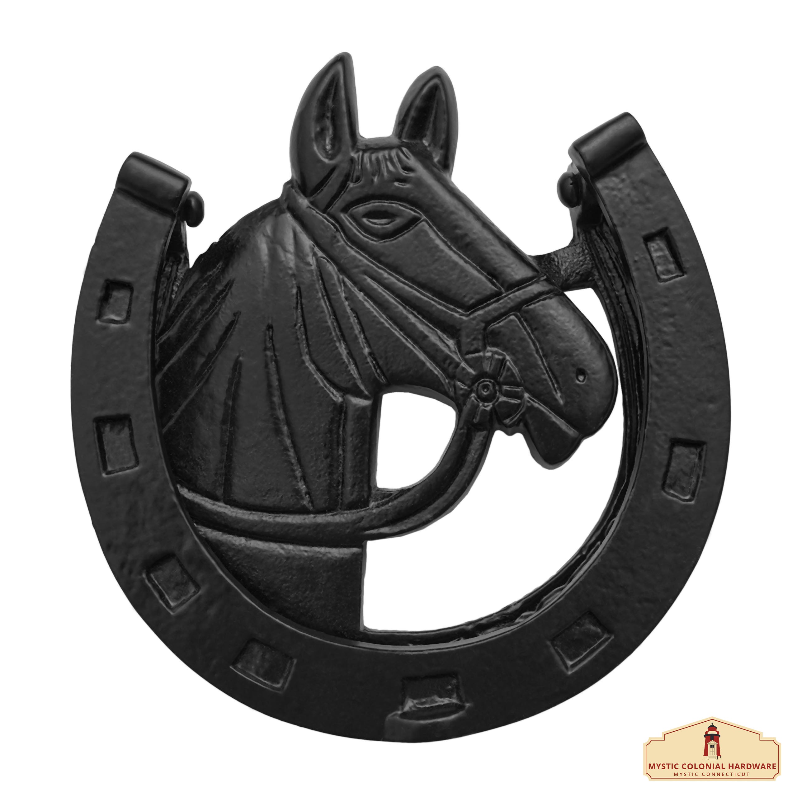 Mystic Colonial Horse battente porta ghisa cavallo nero