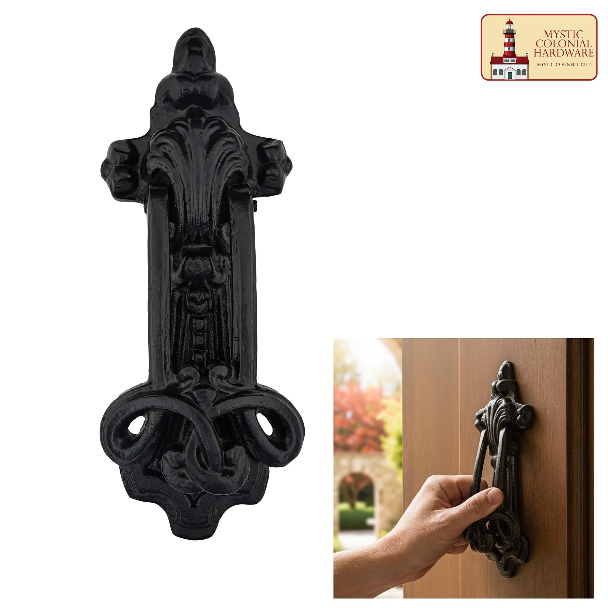 Mystic Colonial Hardware Gothic battente porta ferro nero 20 cm