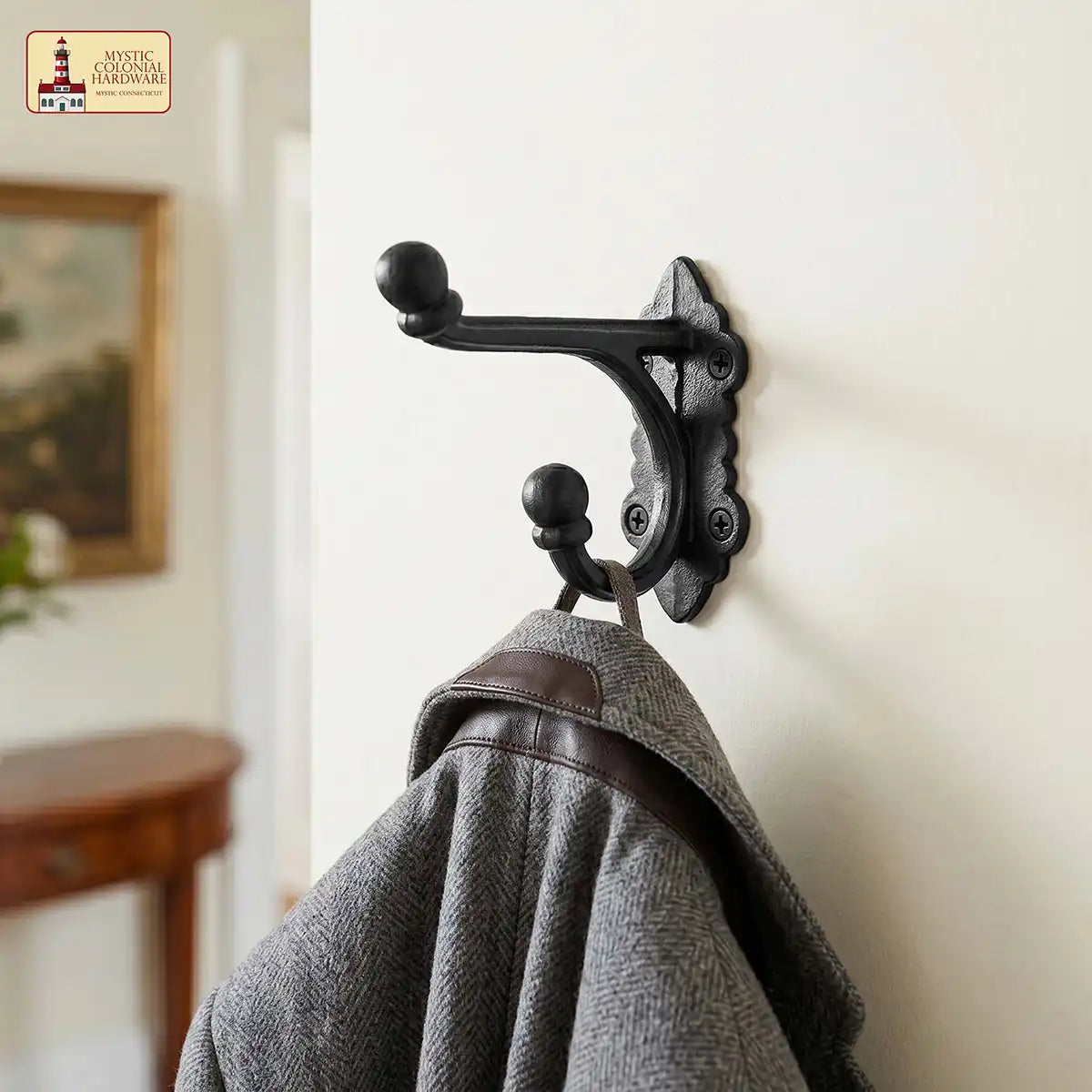 Mystic Colonial Hardware Ganci Doppio Set 2 Pezzi Ghisa Nera