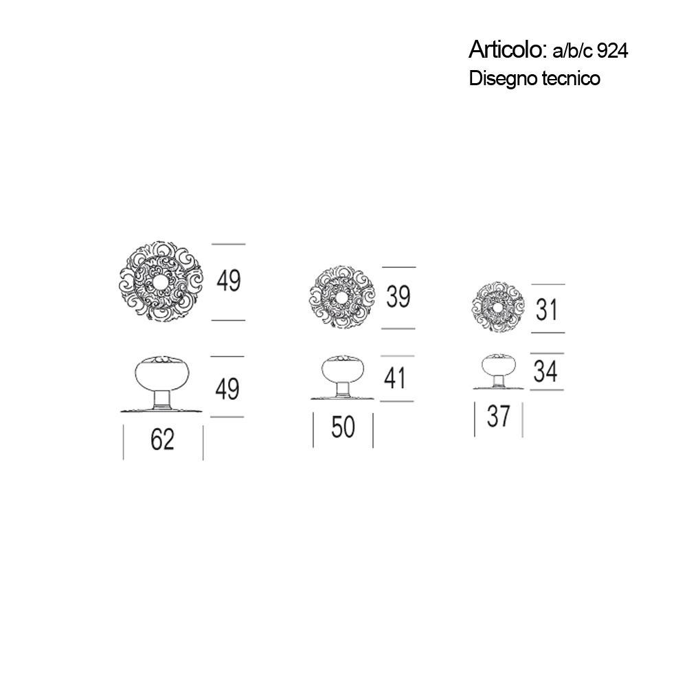 Spinardi A924 pomolo per mobili in finiture assortite