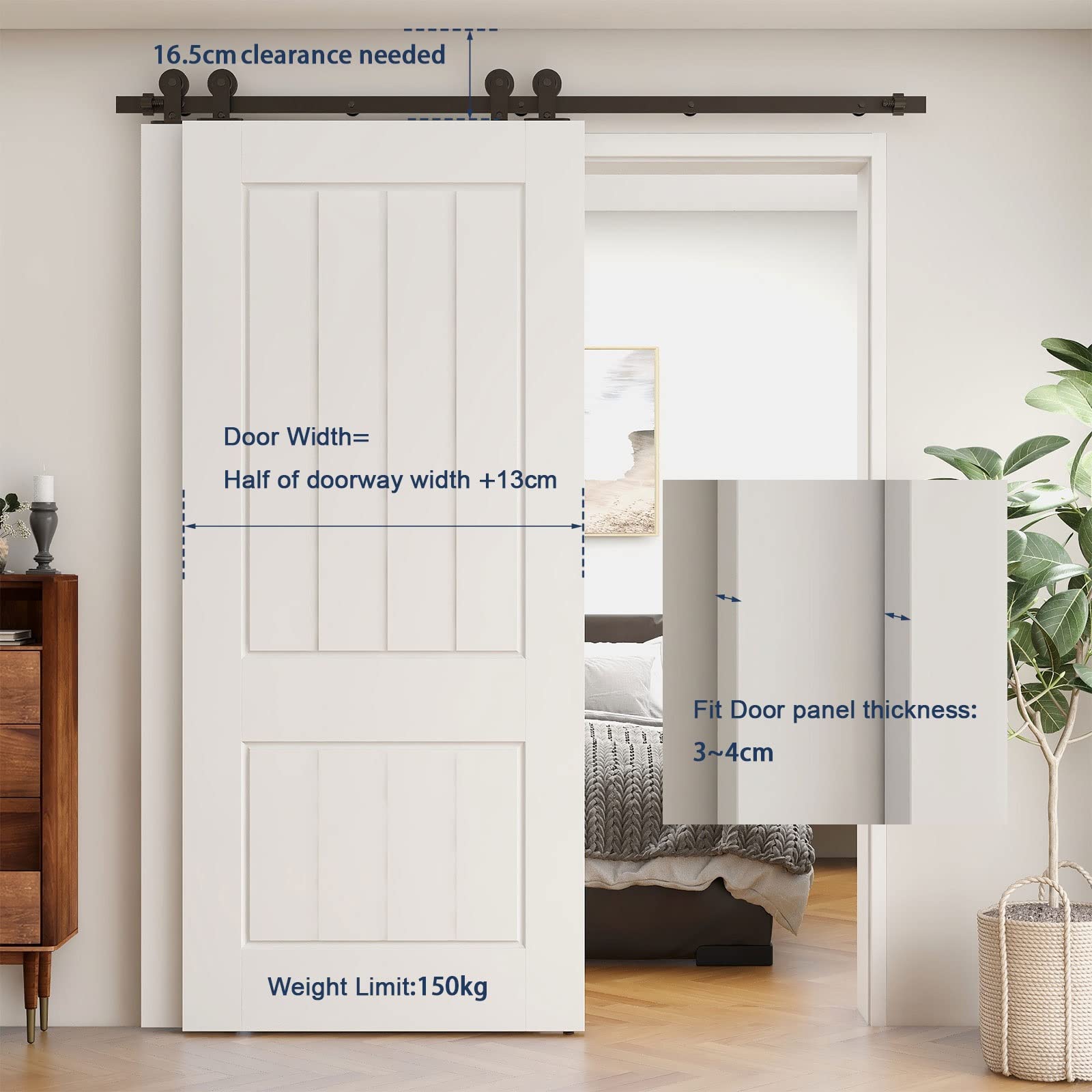 ETIASQSA Forma T 200 cm kit binario porta scorrevole nero bypass