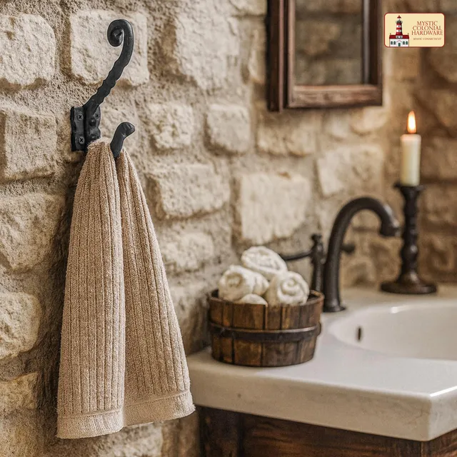 Mystic Colonial gancio muro ferro 11x12 cm nero set 2 pezzi