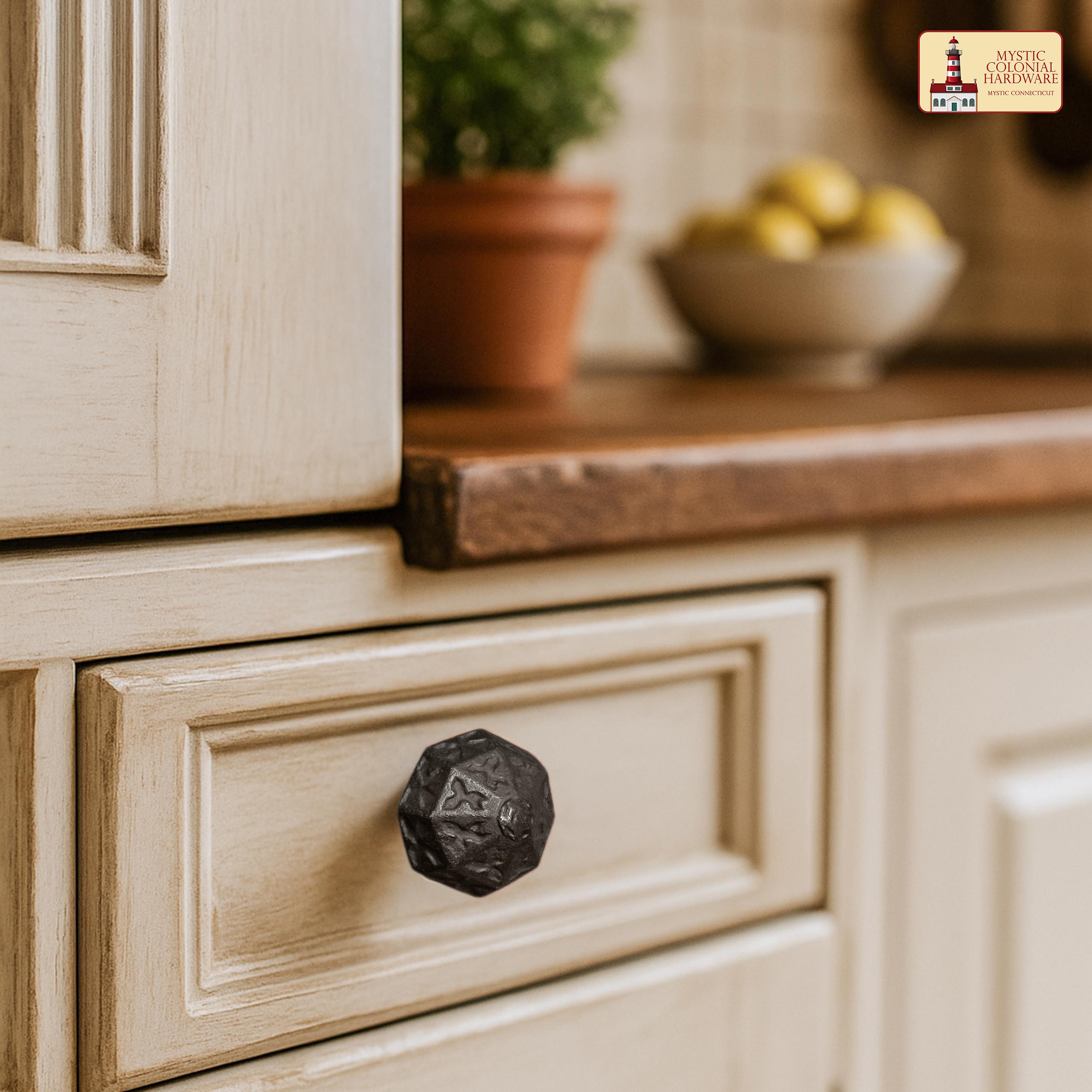 Mystic Colonial Hardware pomello ferro battuto singolo rustico