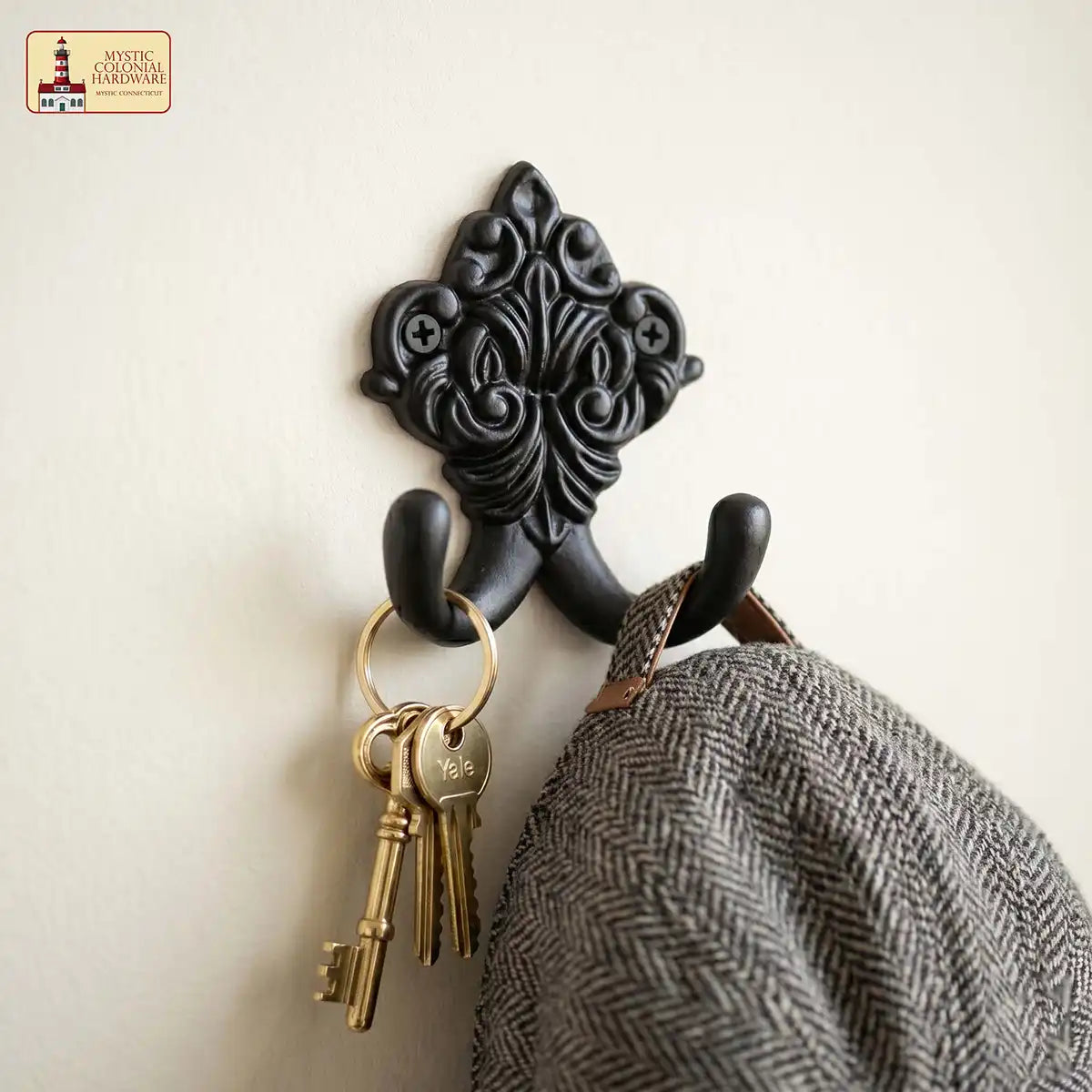Mystic Colonial Hardware ganci parete ghisa nera doppia set 2 pezzi