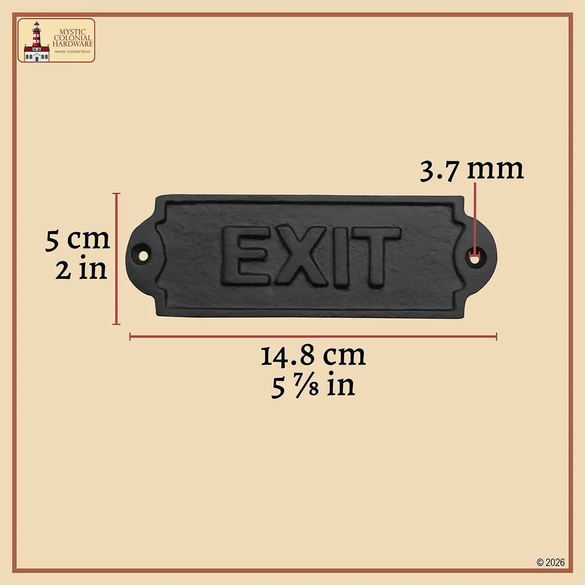 Mystic Colonial Hardware Exit targa porta ghisa nera uscita