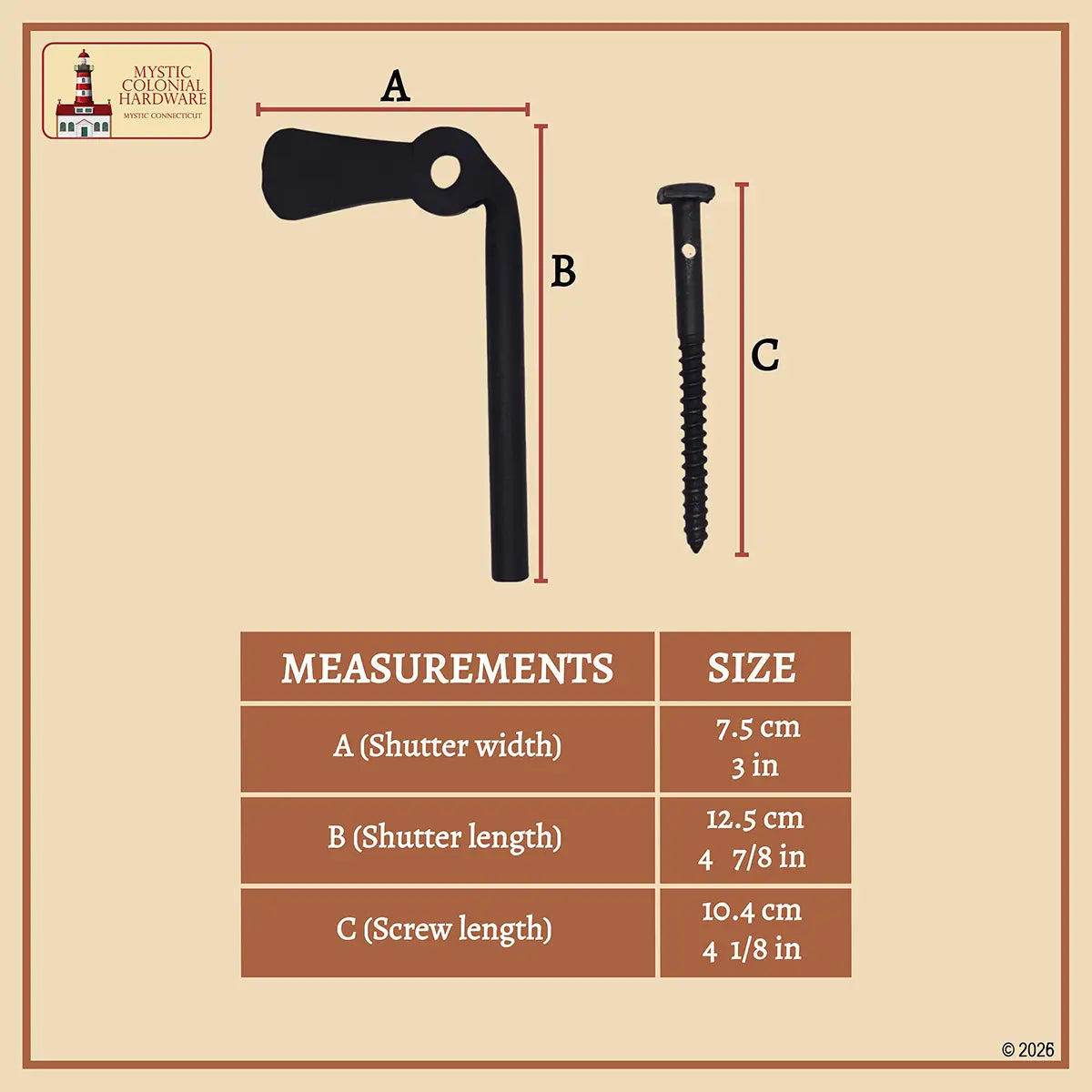 Mystic Colonial Hardware Fermapersiane ghisa nera 2pz esterno