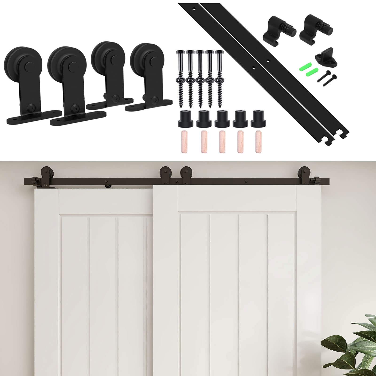 ETIASQSA Forma T 200 cm kit binario porta scorrevole nero bypass