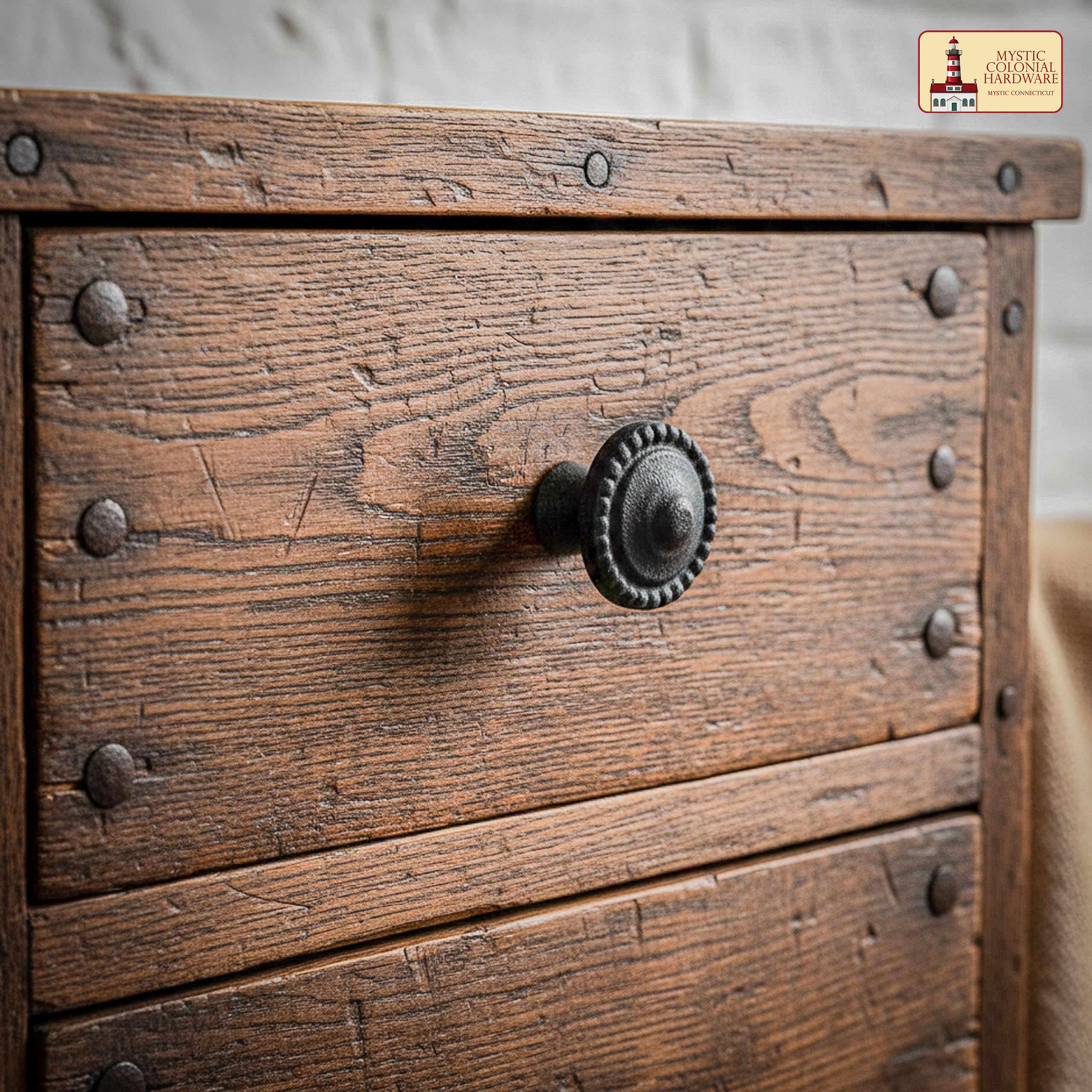 Mystic Colonial Hardware pomello ferro battuto 3,5 cm set 4 pezzi nero