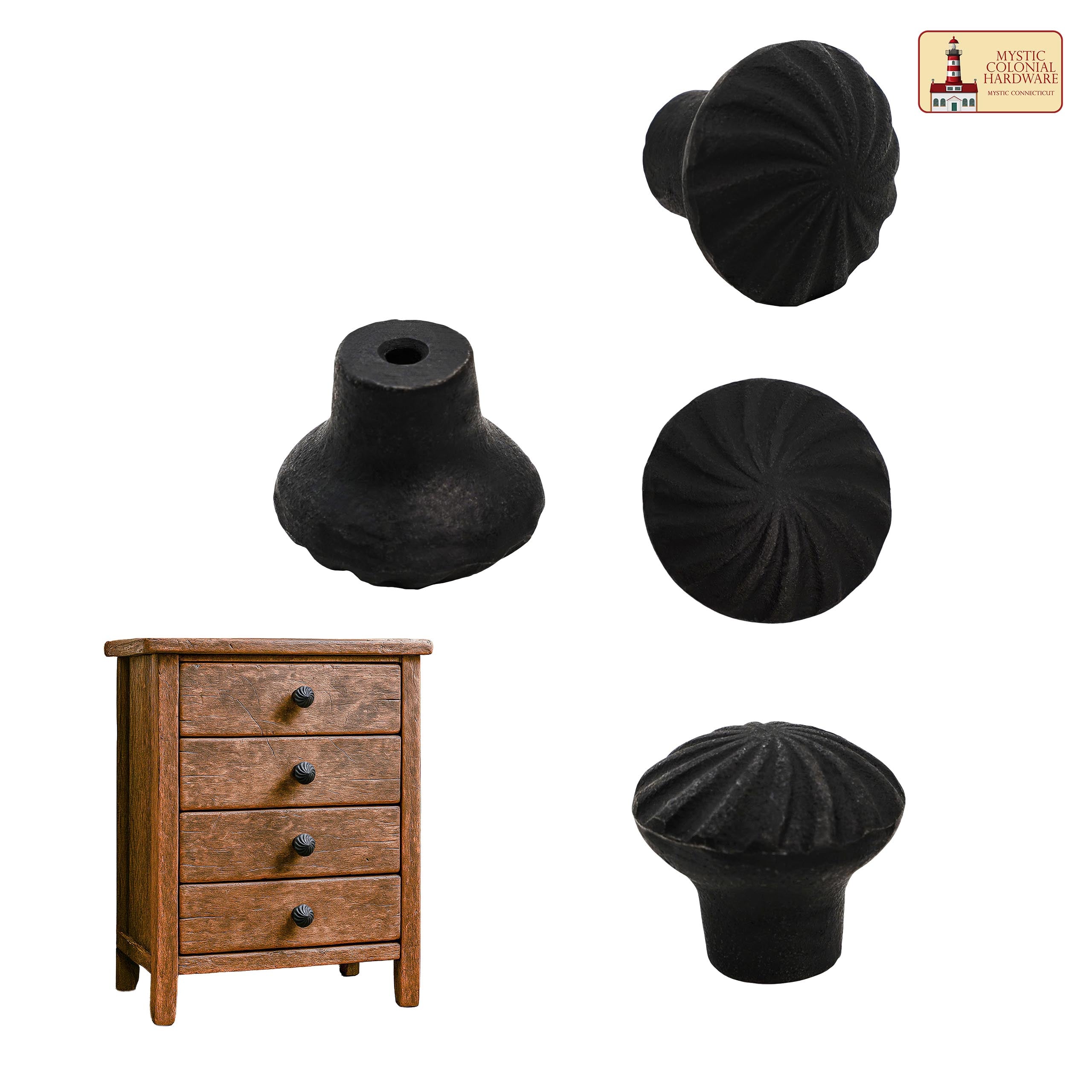 Mystic Colonial Hardware Pomelli mobili ferro nero 4 cm 4pz