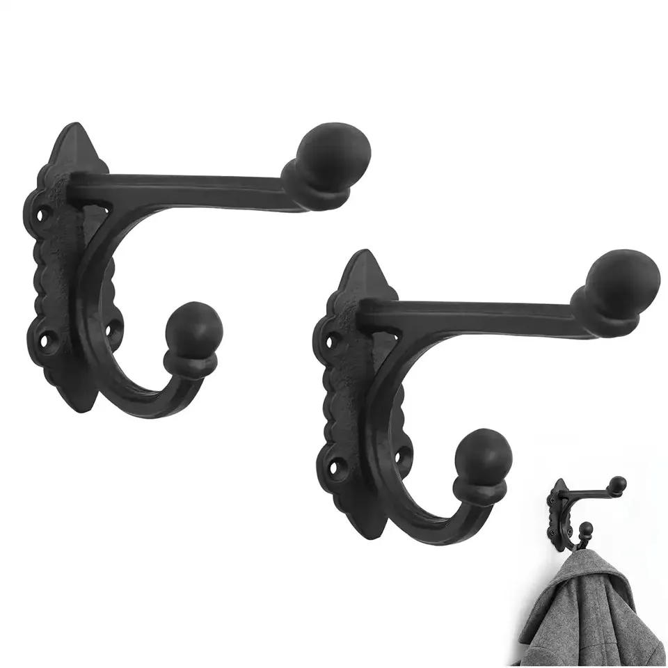 Mystic Colonial Hardware Ganci Doppio Set 2 Pezzi Ghisa Nera