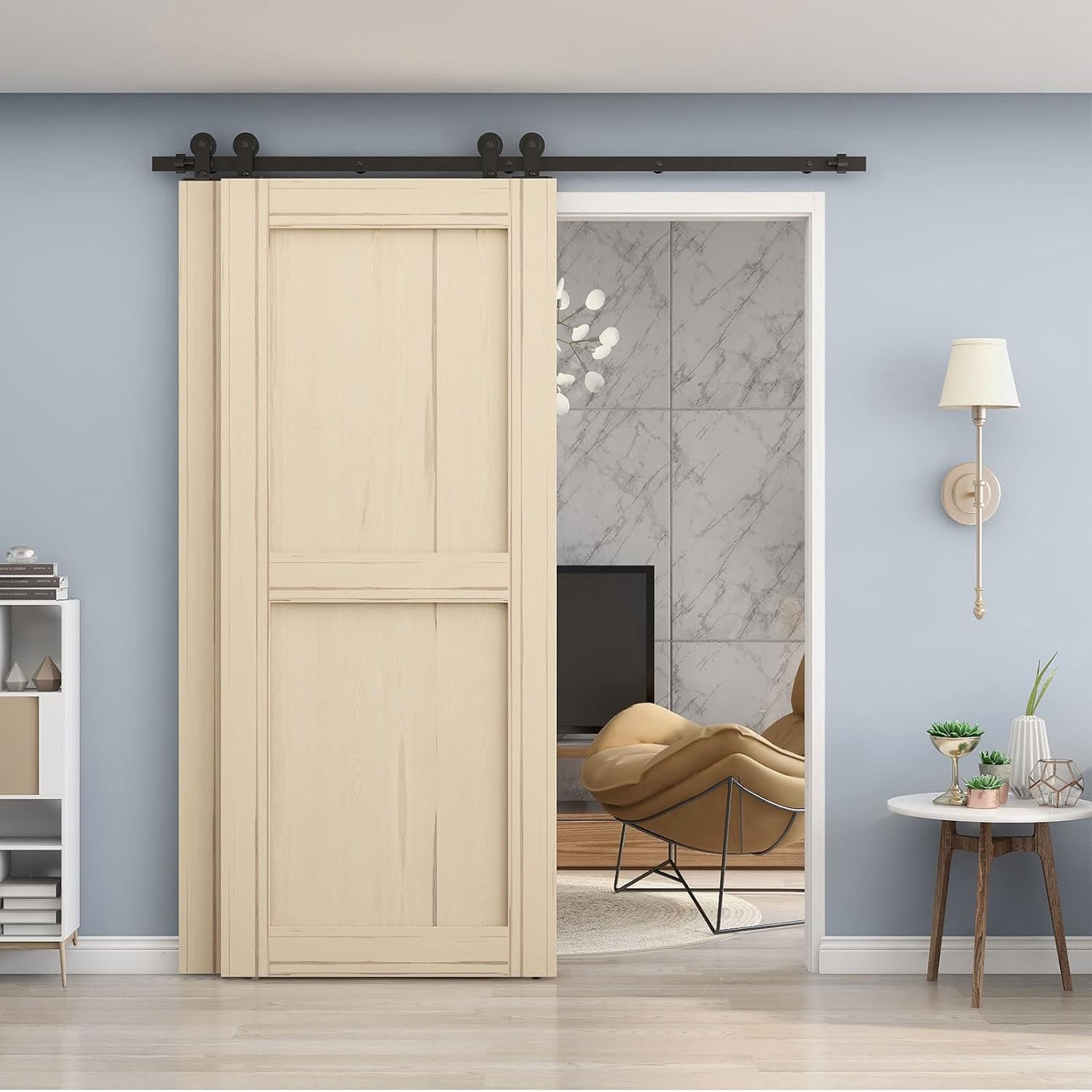 ETIASQSA Forma T 152 cm kit binario porta scorrevole nero bypass