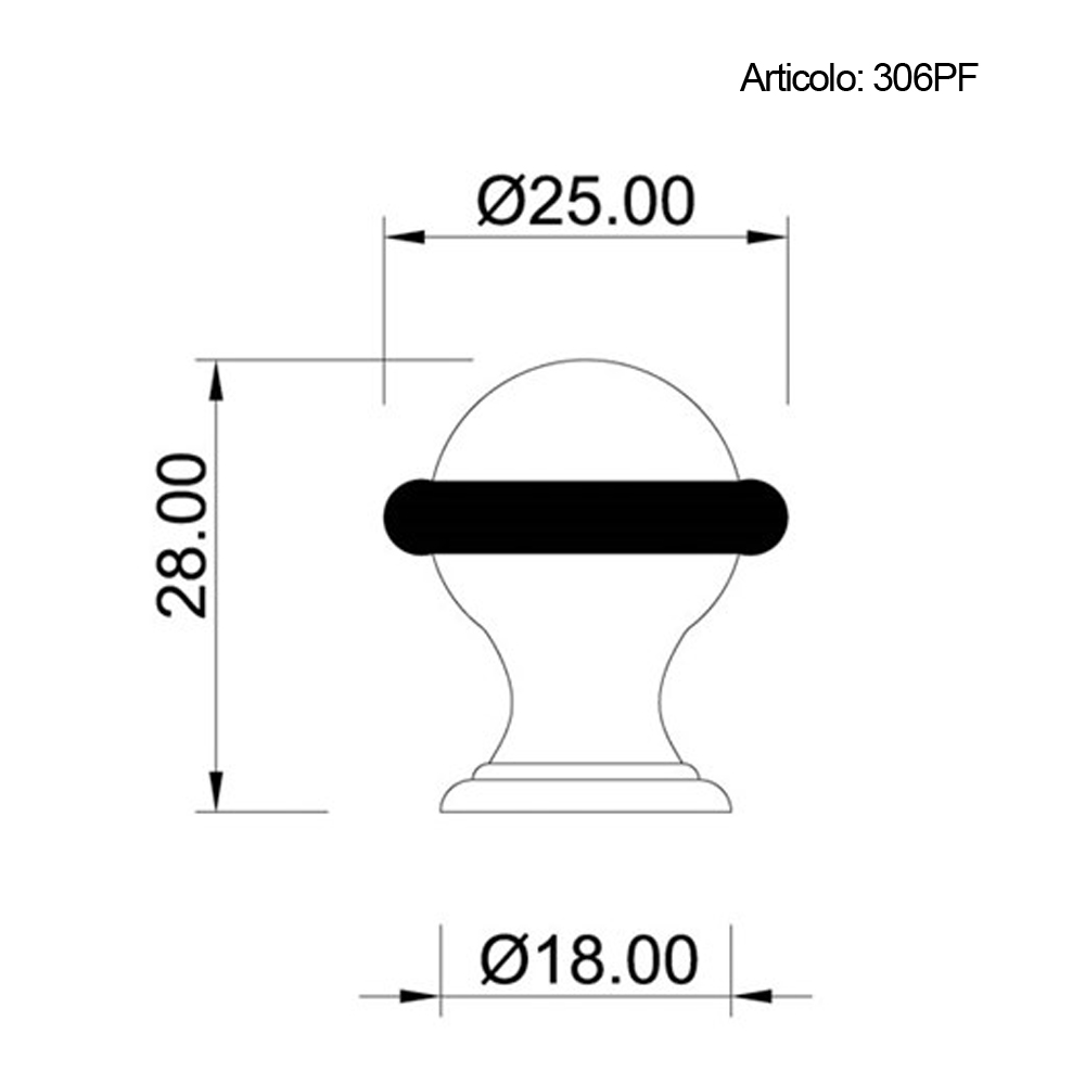 Spinardi 306PF Fermaporta Ottone Ø25x28 mm