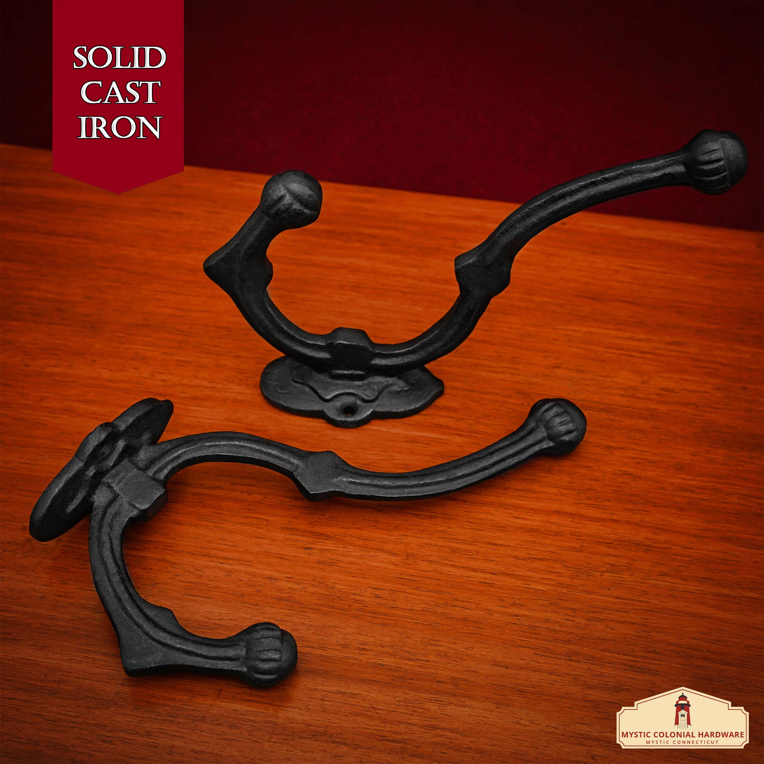 Mystic Colonial Hardware Ganci 16,5 cm Set 2 Pezzi Ghisa Nera