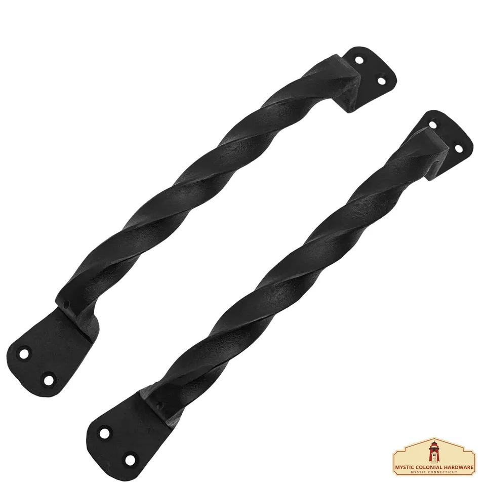 Mystic Colonial maniglia porta ferro 23 cm nera set 2 pezzi