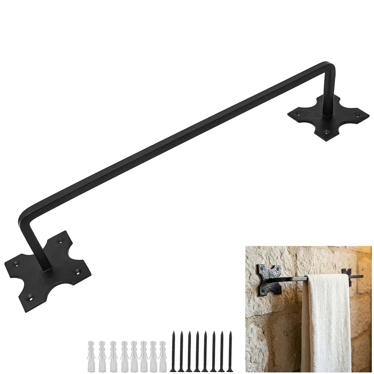 Mystic Colonial Hardware porta asciugamani ferro battuto Medium nero
