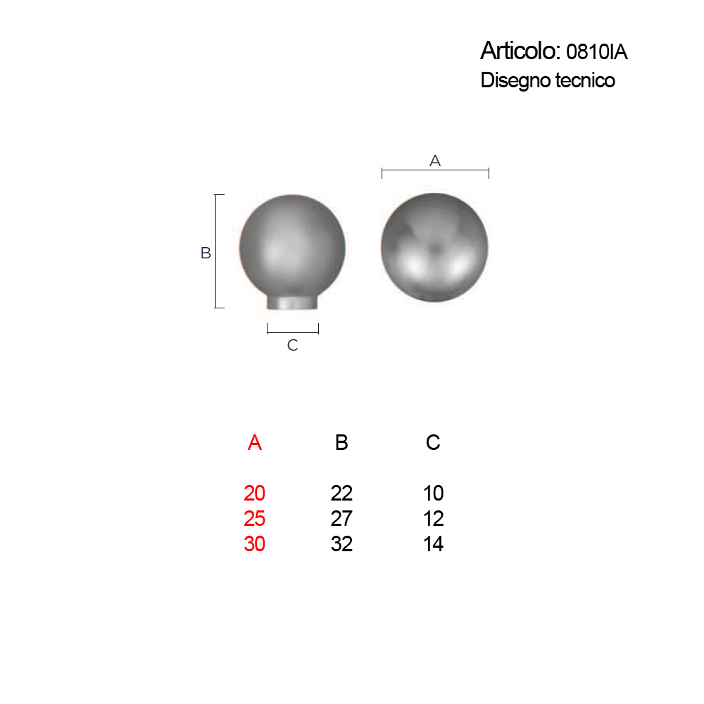 Spinardi 08010IA pomello mobile diverse finiture
