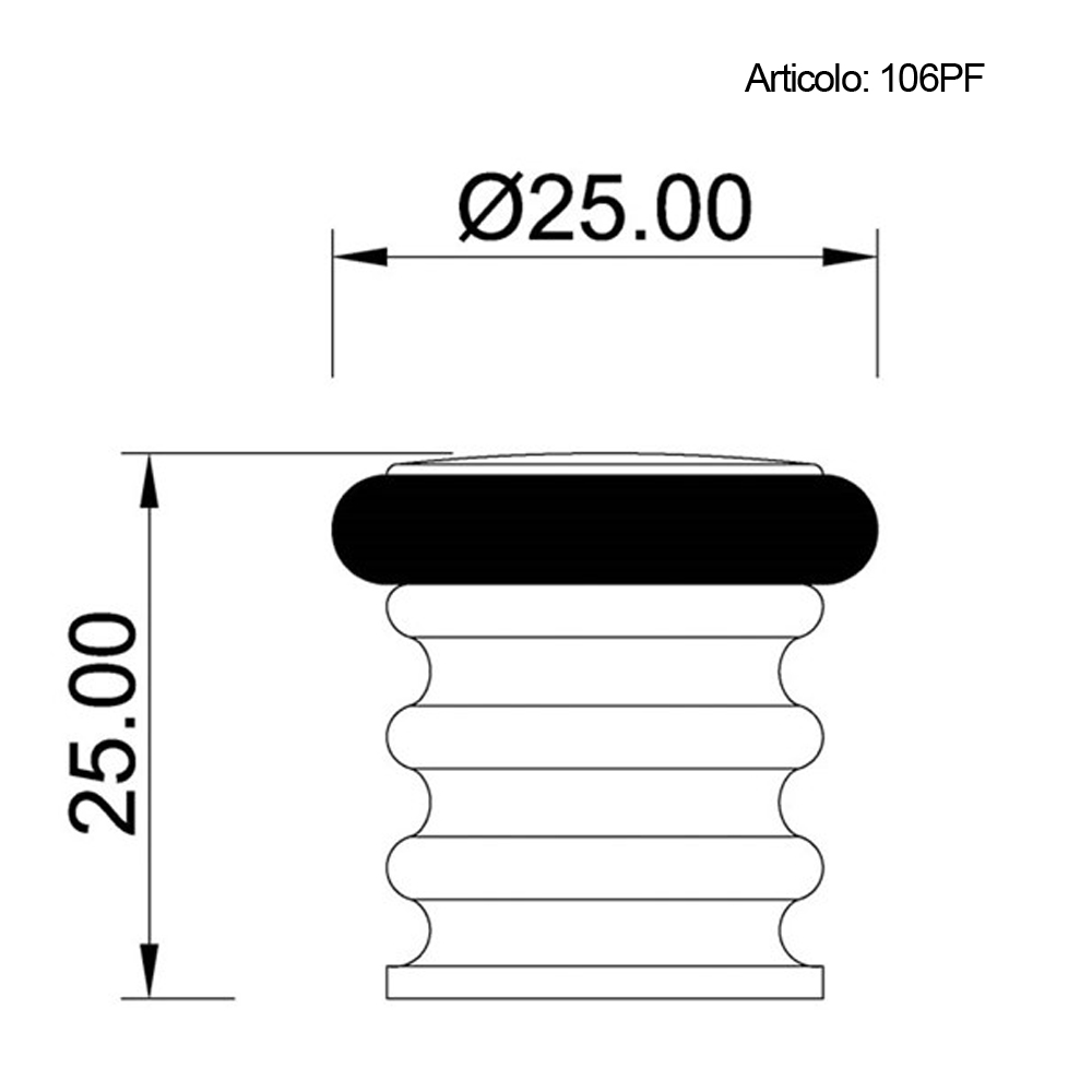 Spinardi 106PF Fermaporta Ottone 25x25 mm Finiture Varie
