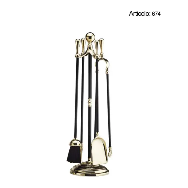 Spinardi 674 Set Attrezzi Camino in Ottone