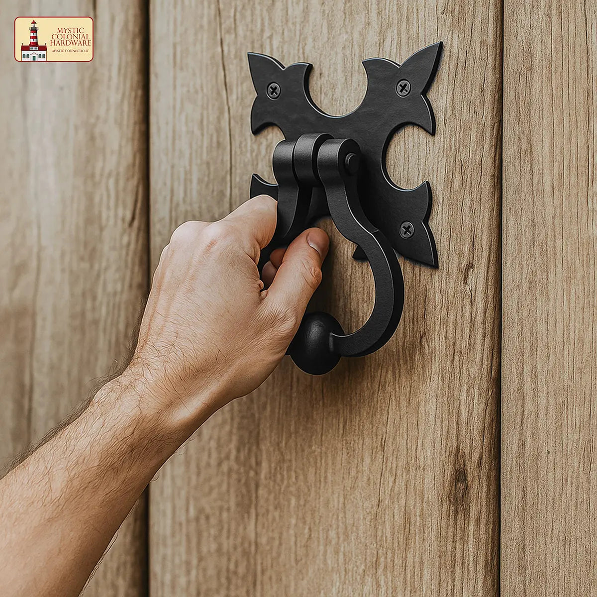Mystic Colonial Hardware Gothic battente porta ferro battuto nero