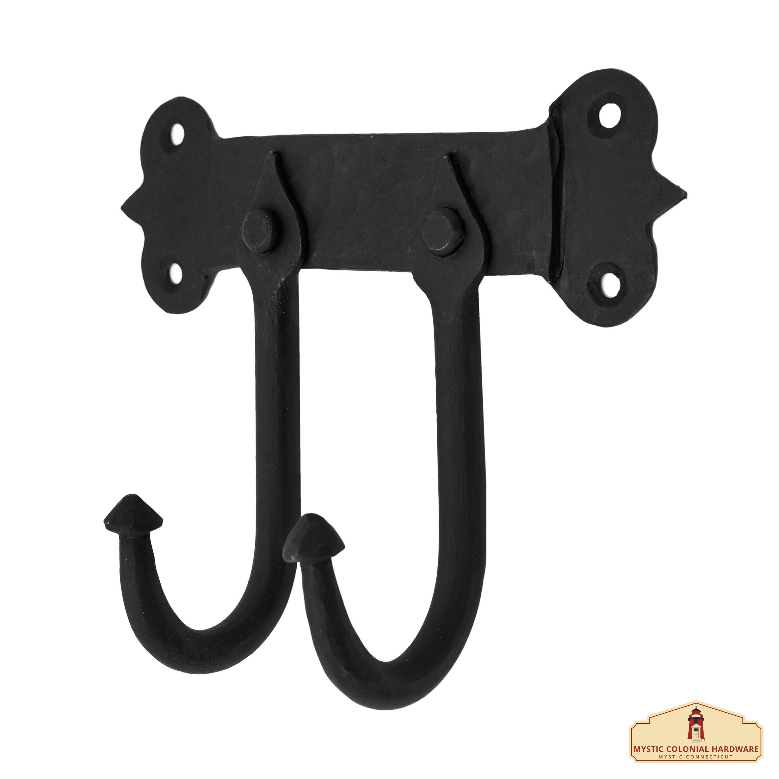 Mystic Colonial Hardware gancio parete ferro doppio 16,6 cm nero