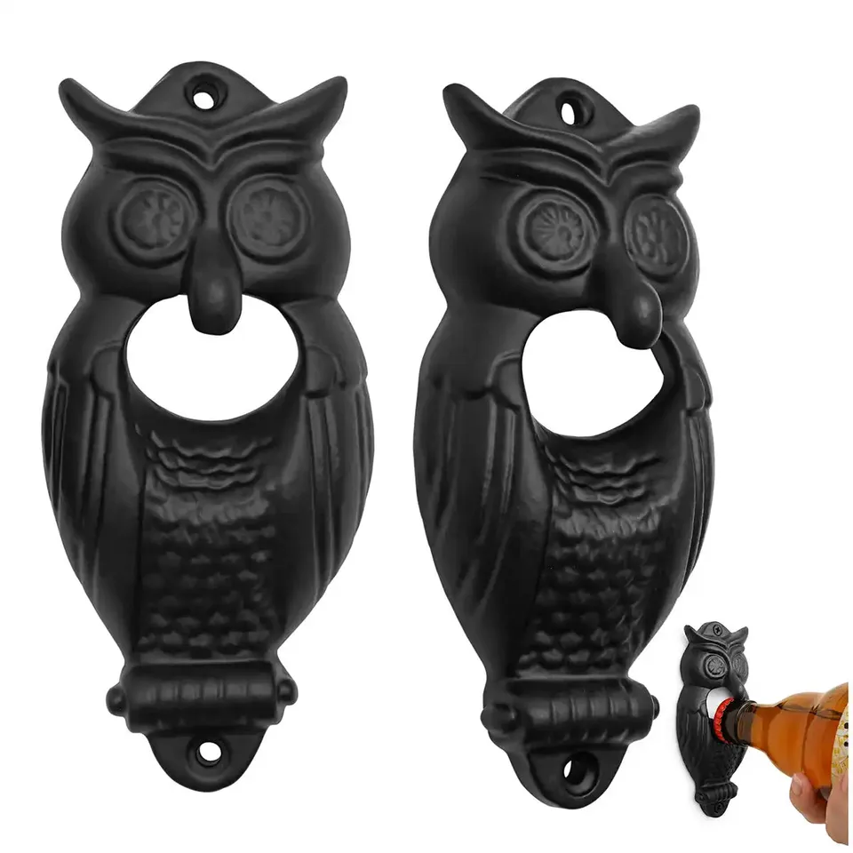 Mystic Colonial Gufo apribottiglia da muro ghisa set 2 pezzi