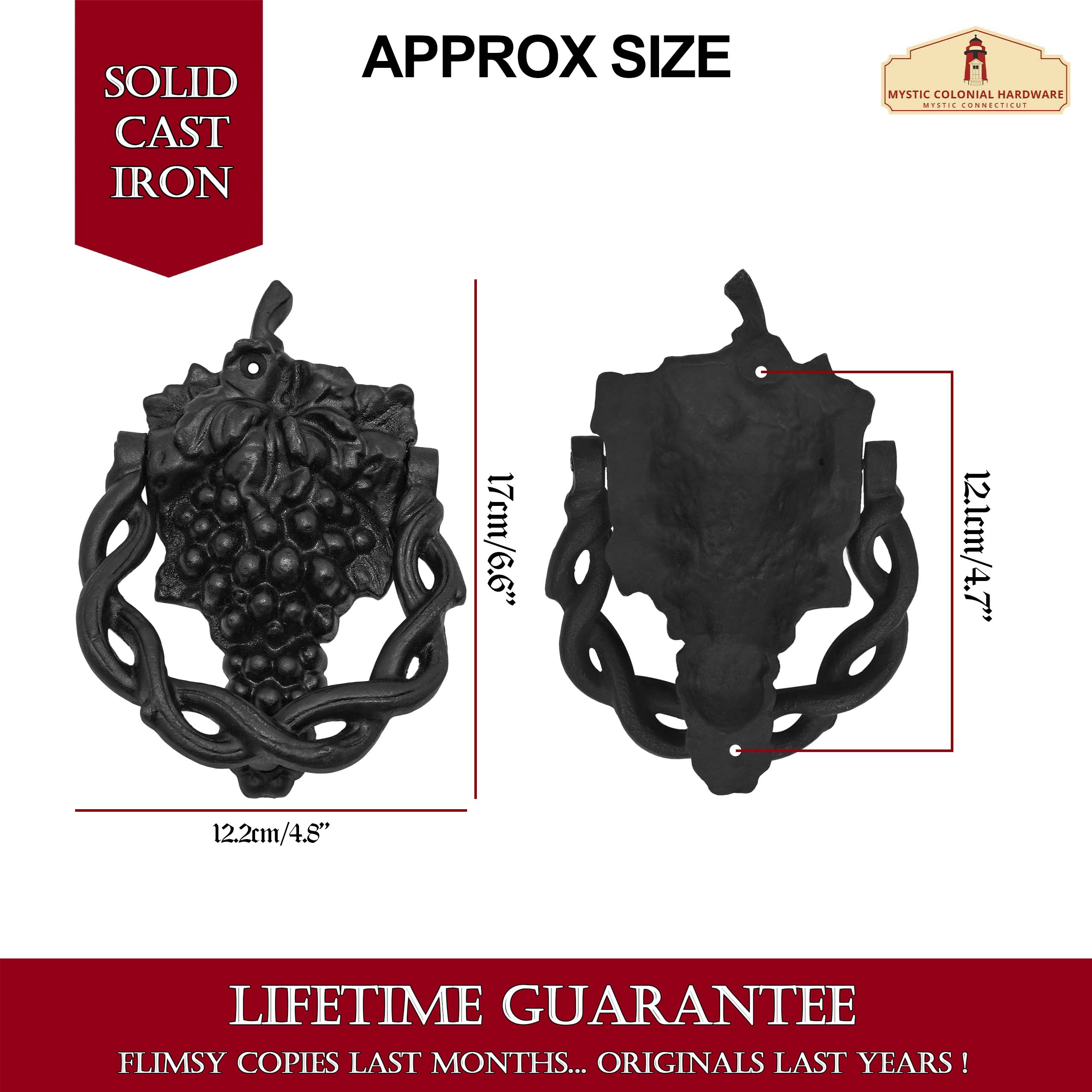 Mystic Colonial Hardware Vite battente porta ghisa nera 17 cm