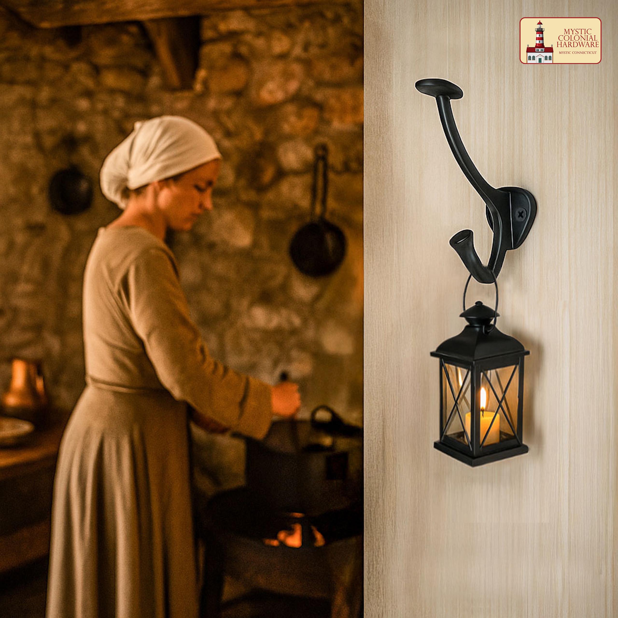 Mystic Colonial Hardware ganci parete ghisa neri set 2 pezzi