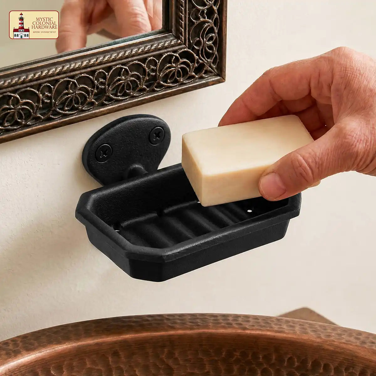 Mystic Colonial Hardware portasapone parete ghisa nera rustico