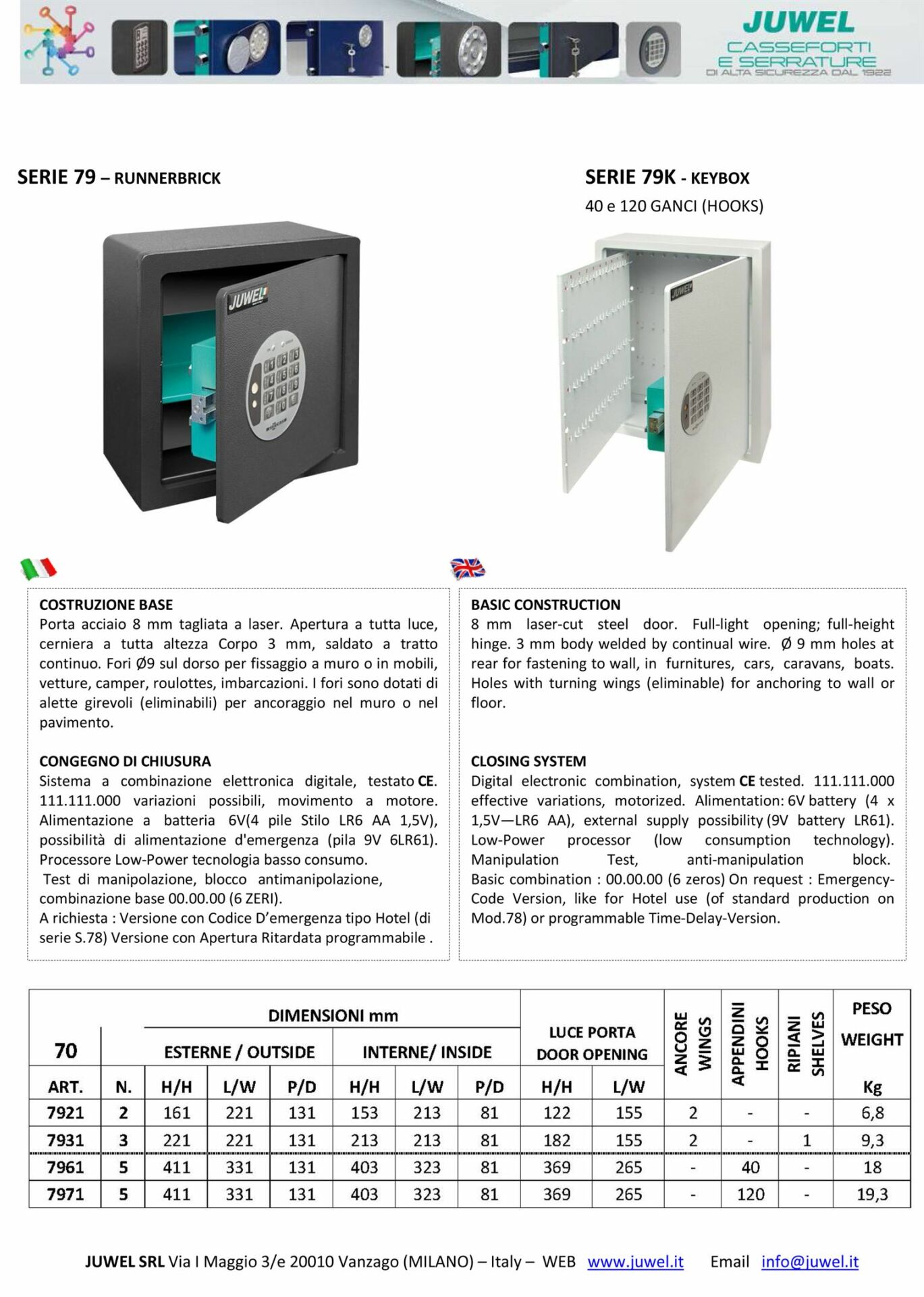 Spinardi Serie 79K Cassaforte elettronica motore