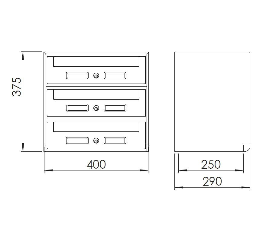 Silmec SC5 casellario postale 3 cassette da esterno
