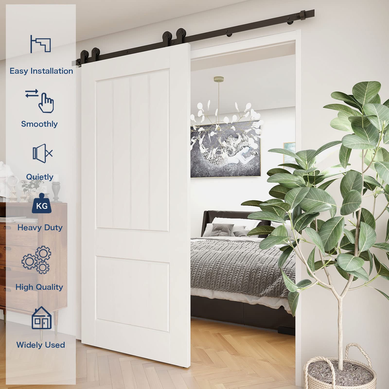 ETIASQSA Forma T 200 cm kit binario porta scorrevole nero bypass