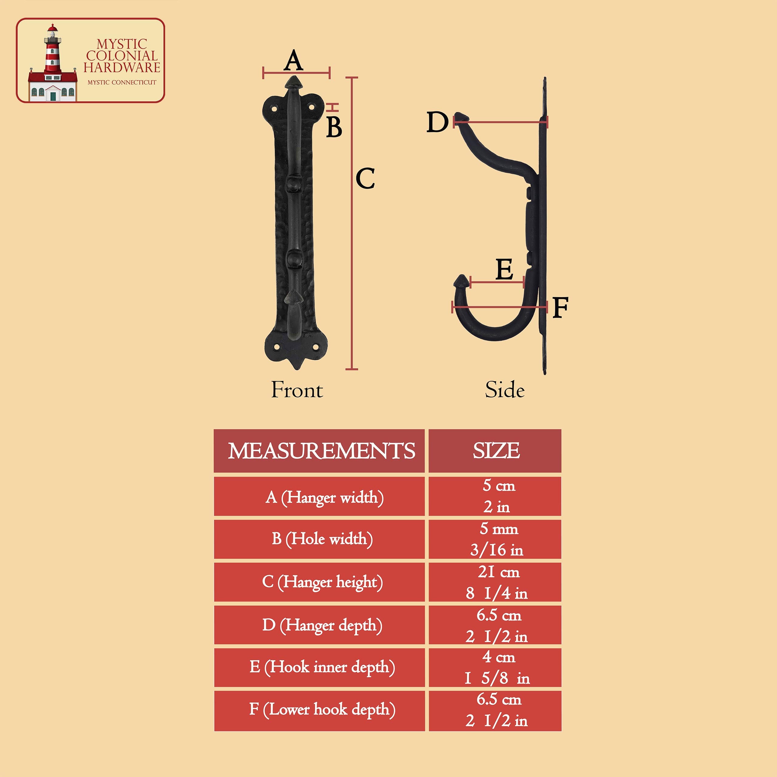 Mystic Colonial Hardware gancio parete vittoriano ferro doppio nero